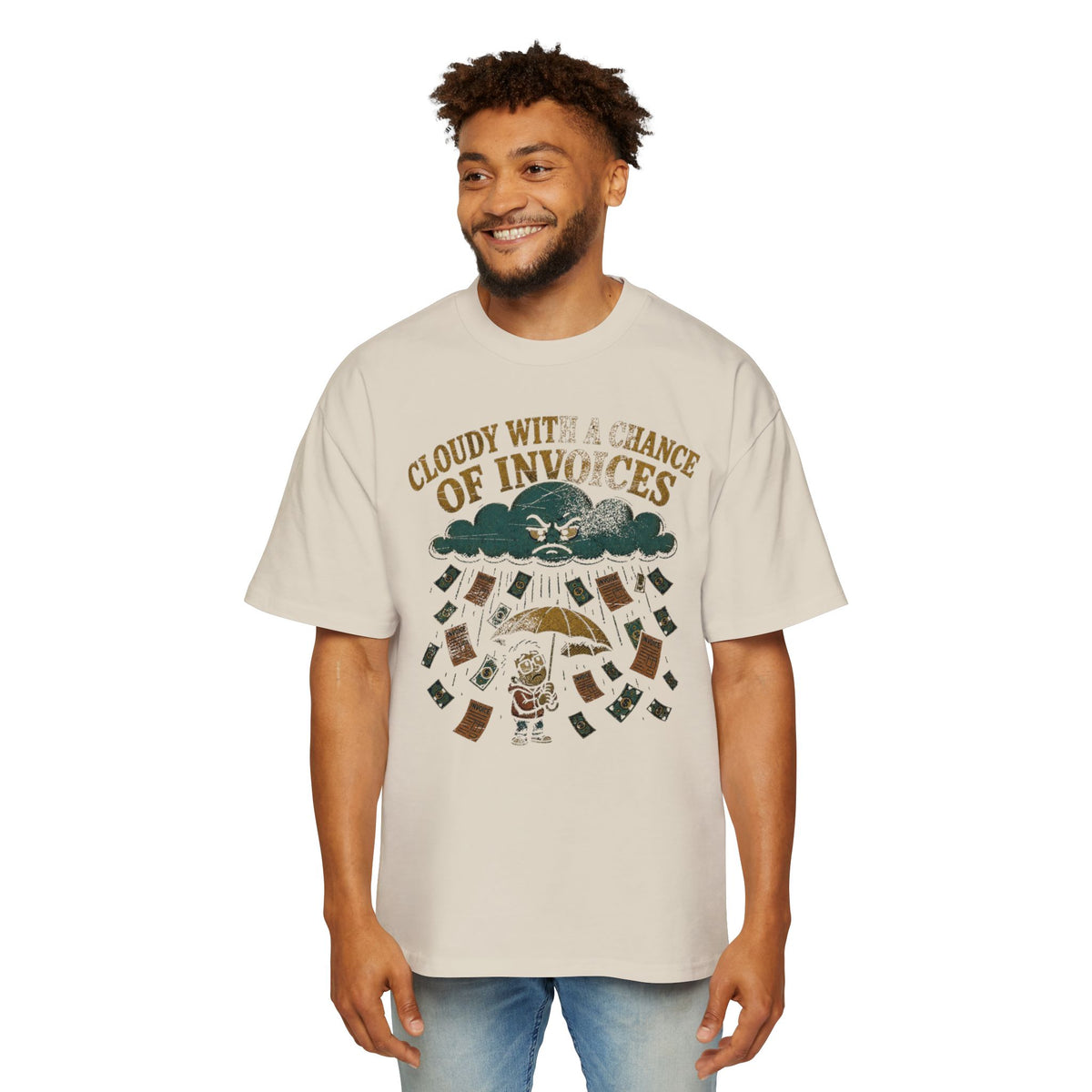Cloudy With a Chance of Invoices Oversized Tee