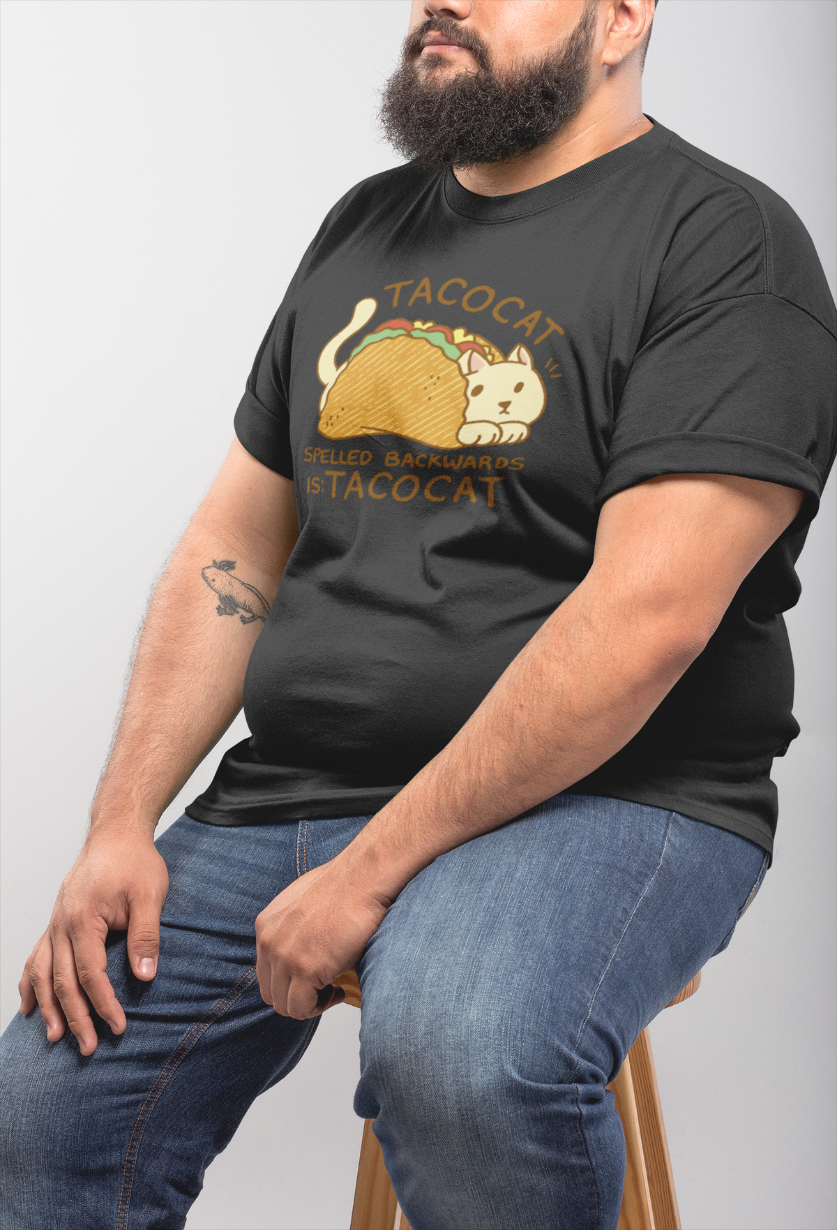 Back view of the TACOCAT tee on a plain background