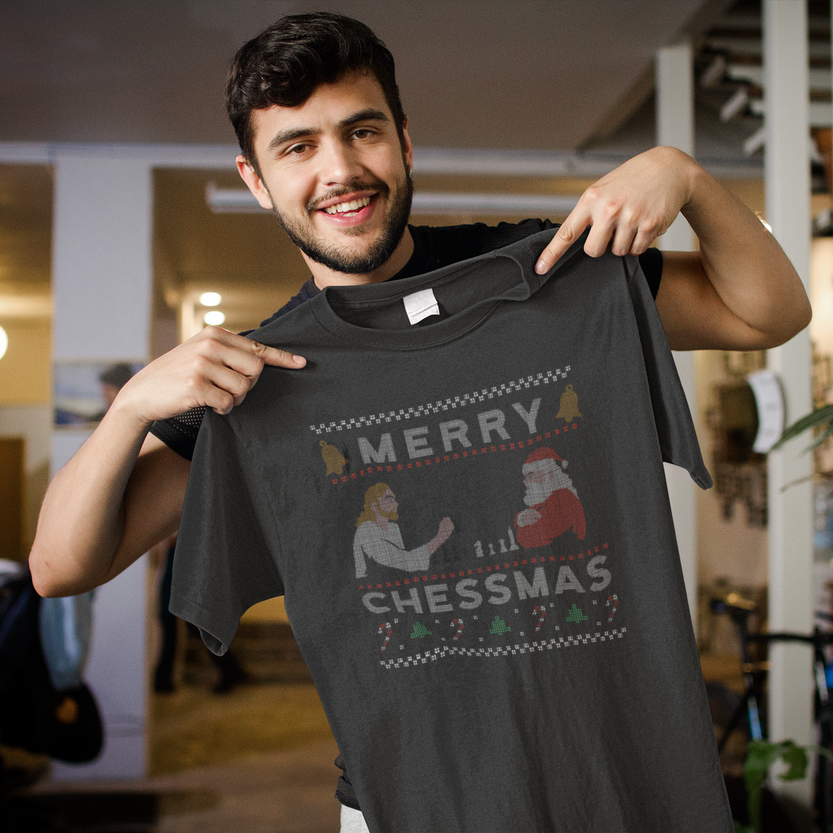 Merry Chessmas Organic T-Shirt | Funny Chess Holiday Pun | Geekpsters