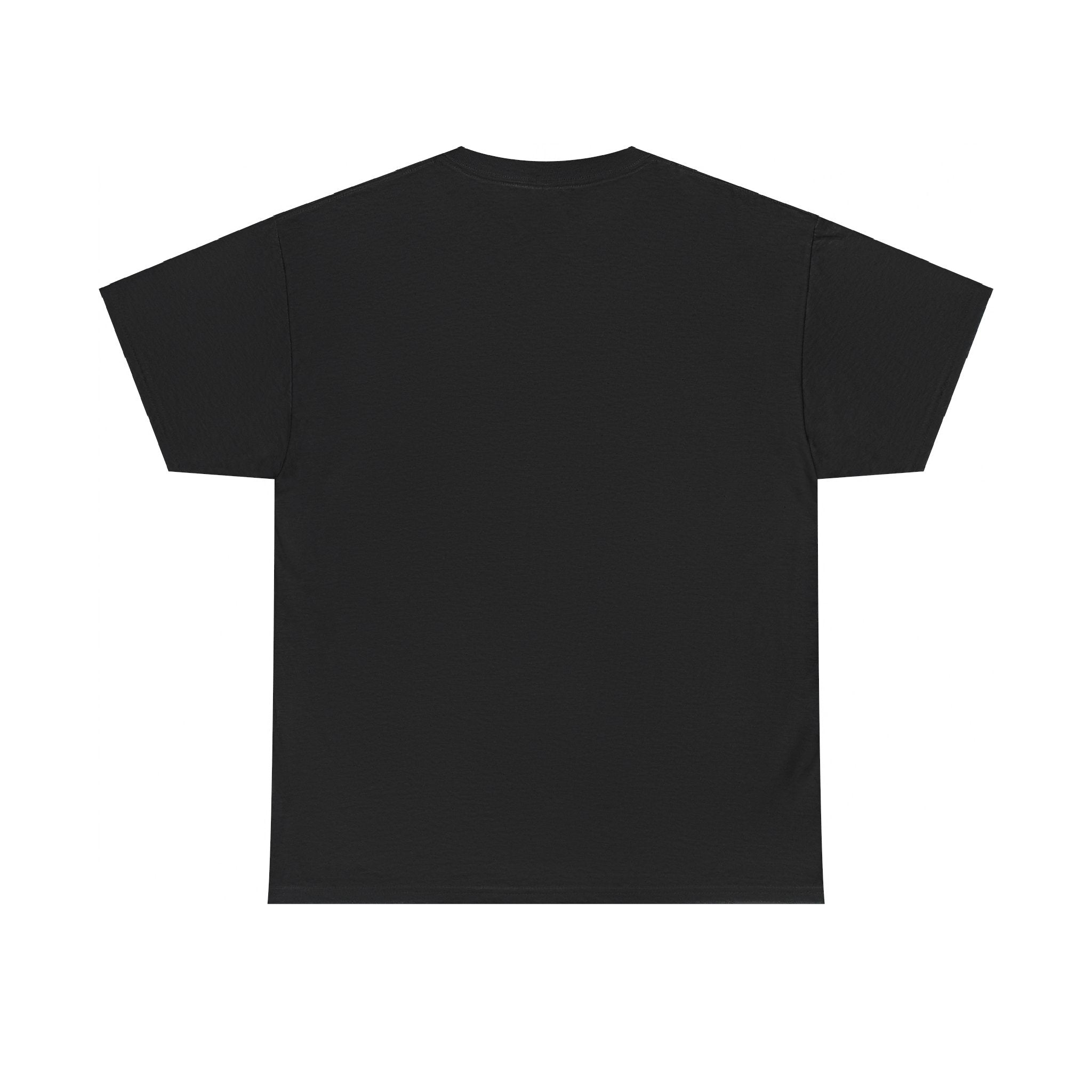 Back view of an "Aquarius T-Shirt" in plain black, exuding a cosmic vibe, set against a white background.