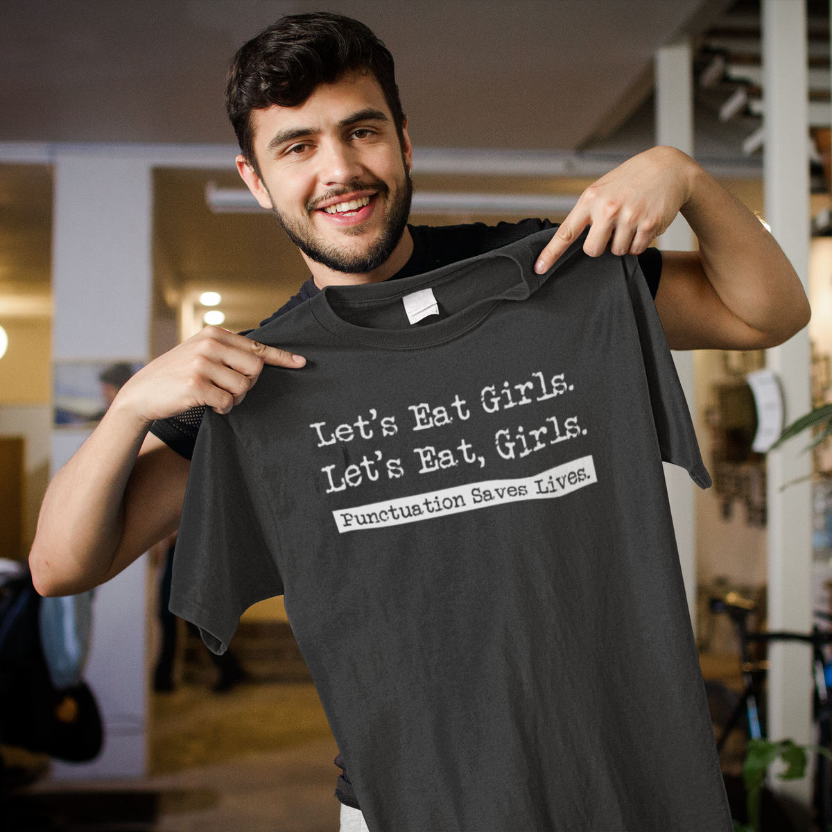 Let's Eat Girls T design tee folded flat