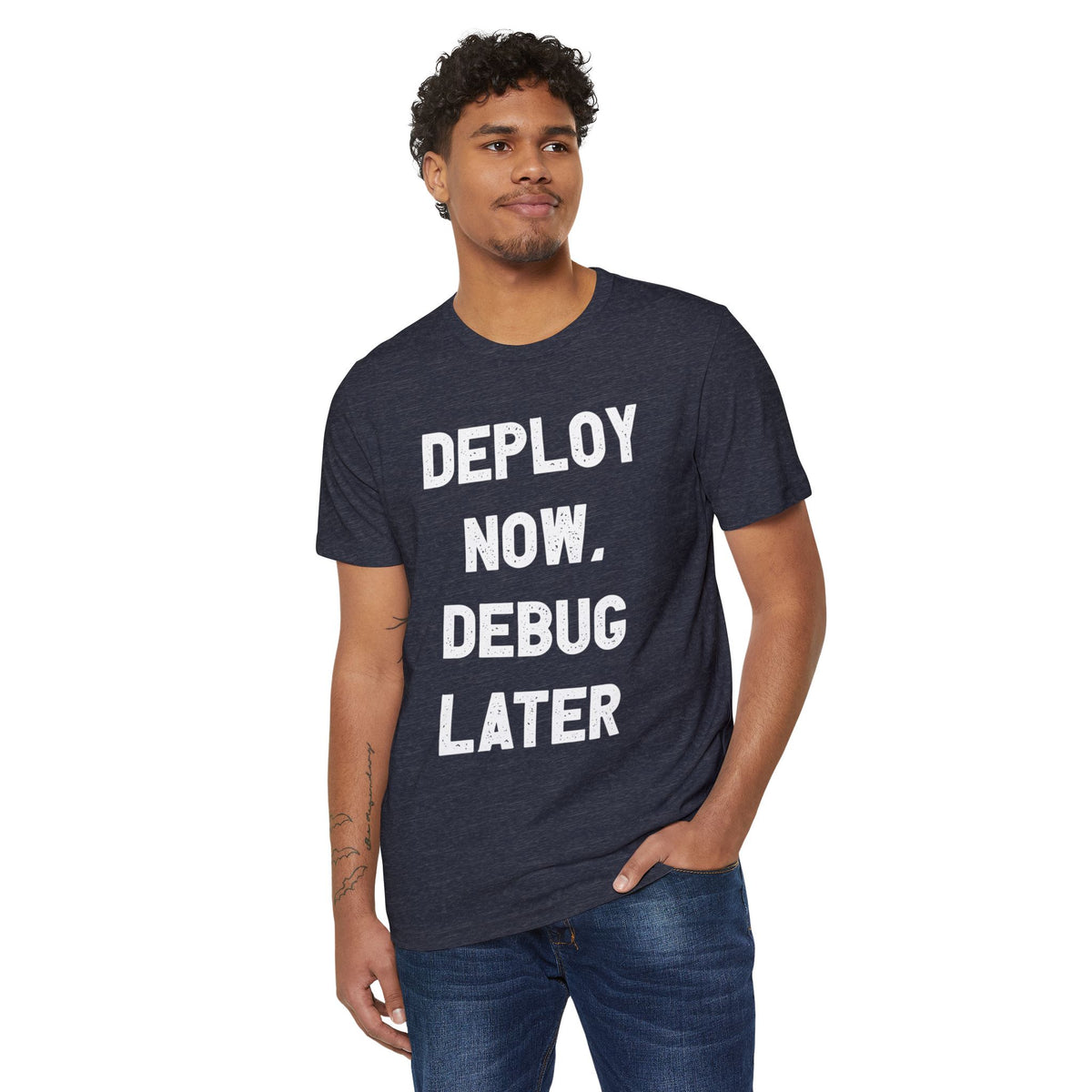 Deploy Now, Debug Later Recycled Organic Tee
