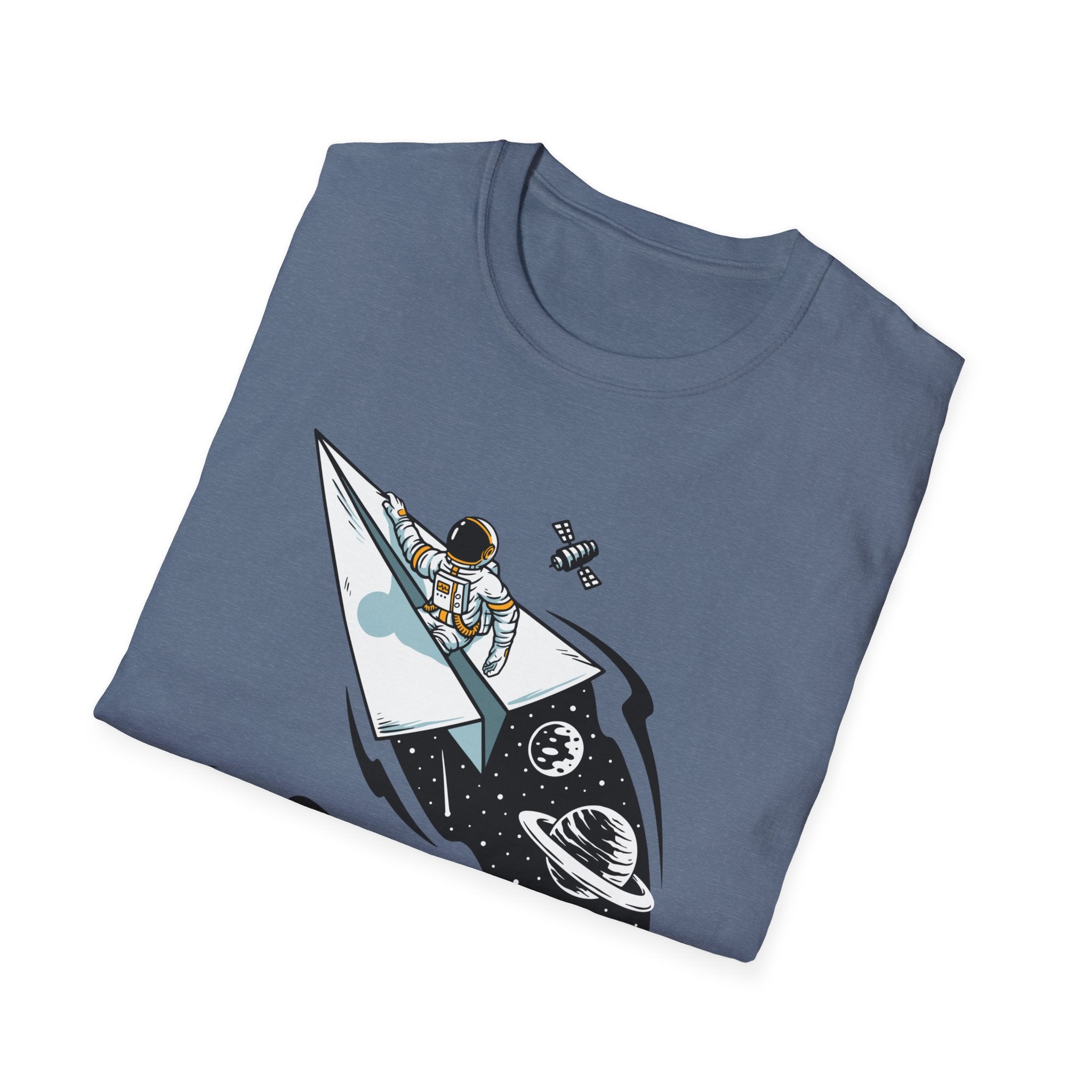 Astronauts Flying On Paper Ships - T Shirt