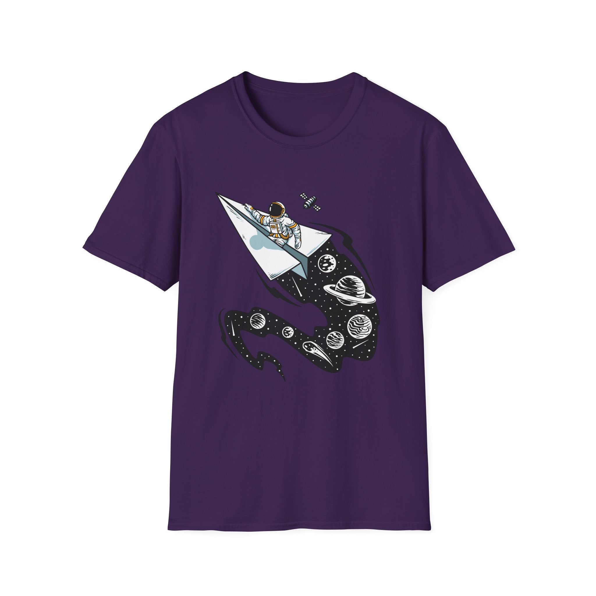 Astronauts Flying On Paper Ships - T Shirt