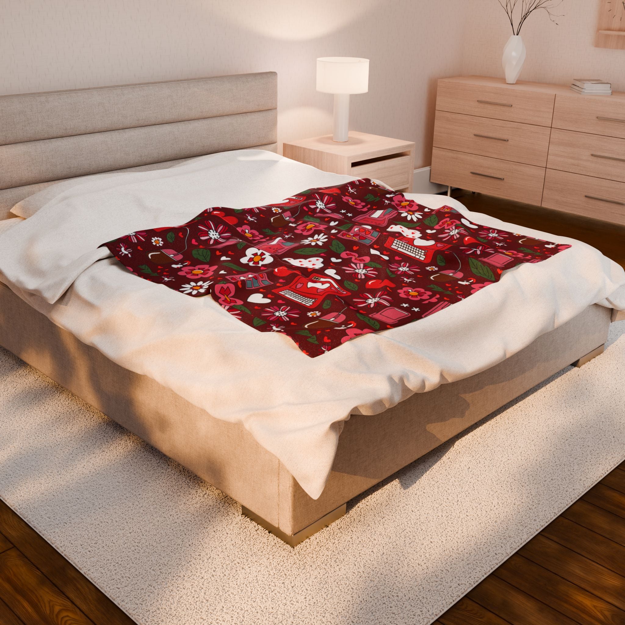 Plush Blanket - Cozy Computer Retro Design for Office Workers