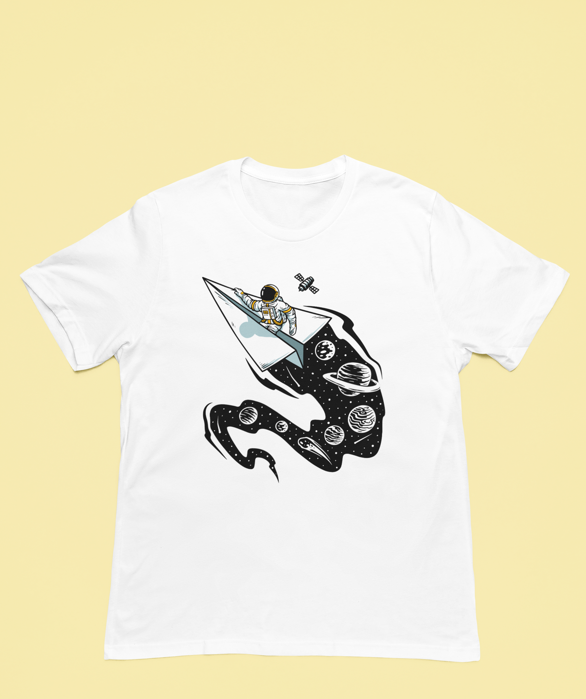 Astronauts on Paper Ships T-Shirt | Space Art Tee | Geekpsters