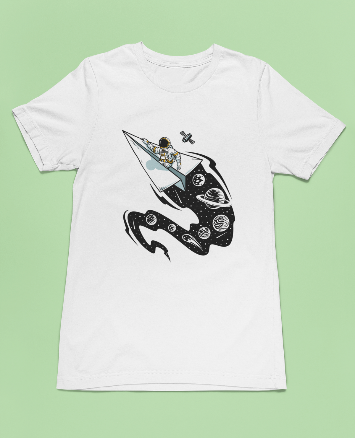Astronauts on Paper Ships T-Shirt | Space Art Tee | Geekpsters