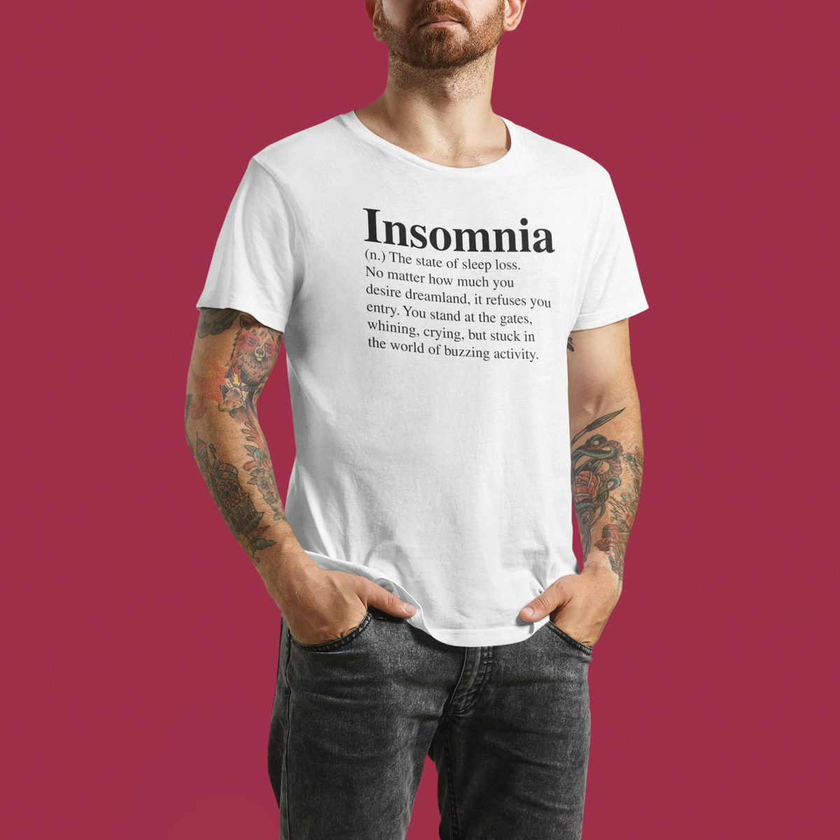 Insomnia T-Shirt | Funny Night Owl Tee | Sleep-Deprived Humor Gift | Geekpsters