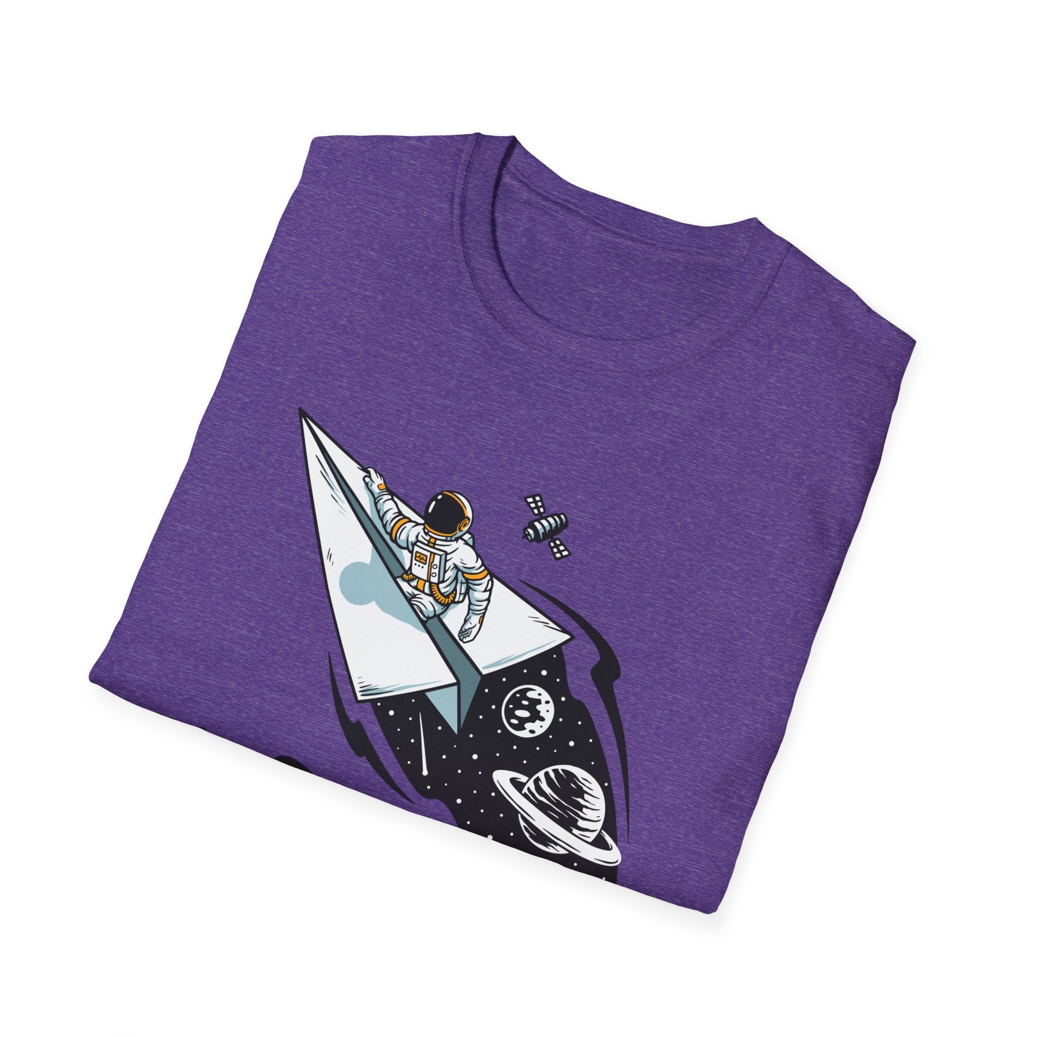 Astronauts Flying On Paper Ships - T Shirt
