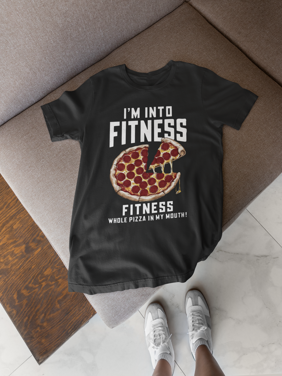 I'm Into Fitness Organic T-Shirt | Funny Pizza Humor Tee | Geekpsters