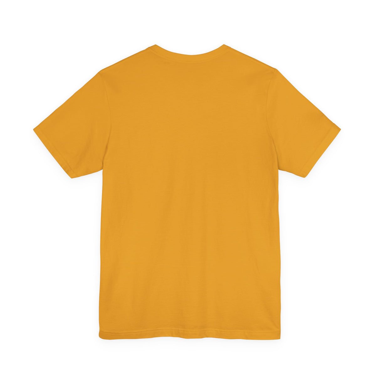 Statistically Significant tee in mustard, back view flat lay, blank plain cotton back, statement tee