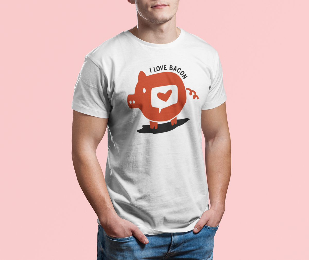 I Love Bacon T design tee folded flat