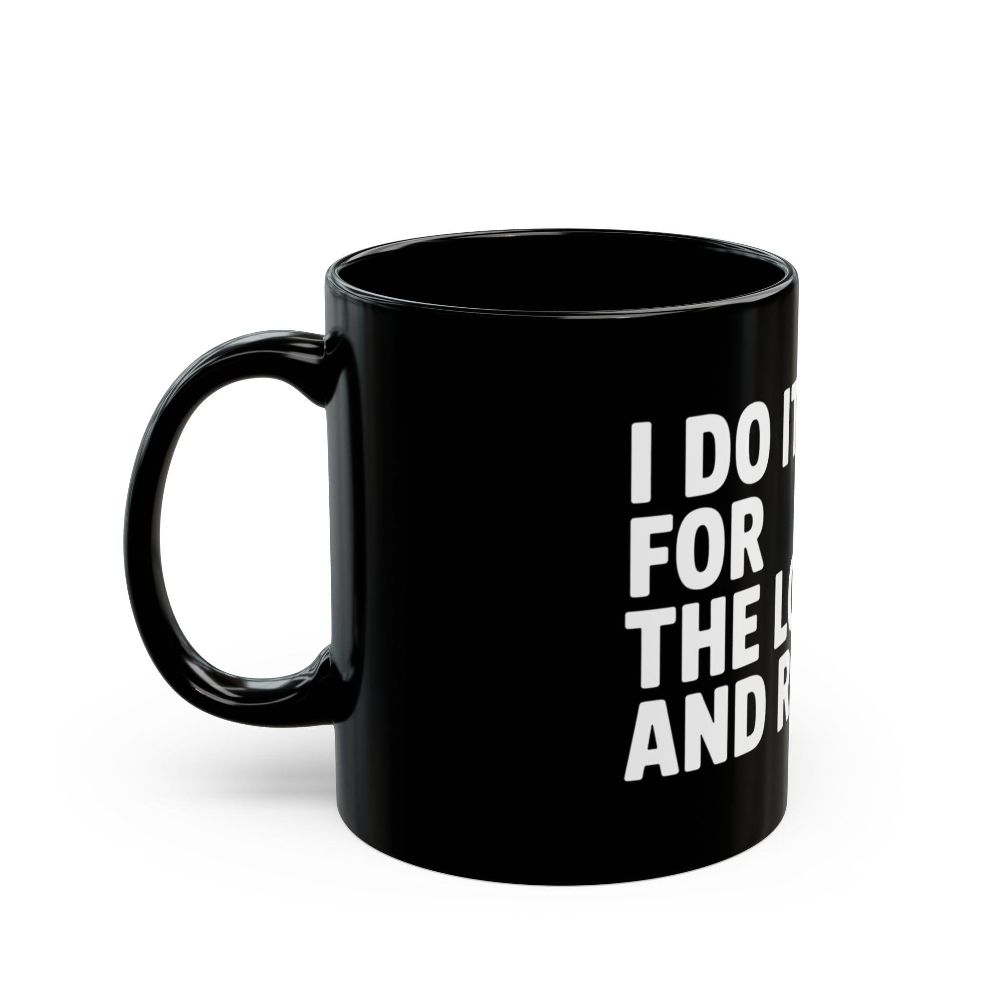 A durable ceramic mug featuring bold white text, "I DO IT FOR THE LOGS," perfect as a coding mug for late nights or as a geek coffee mug for your daily routine.