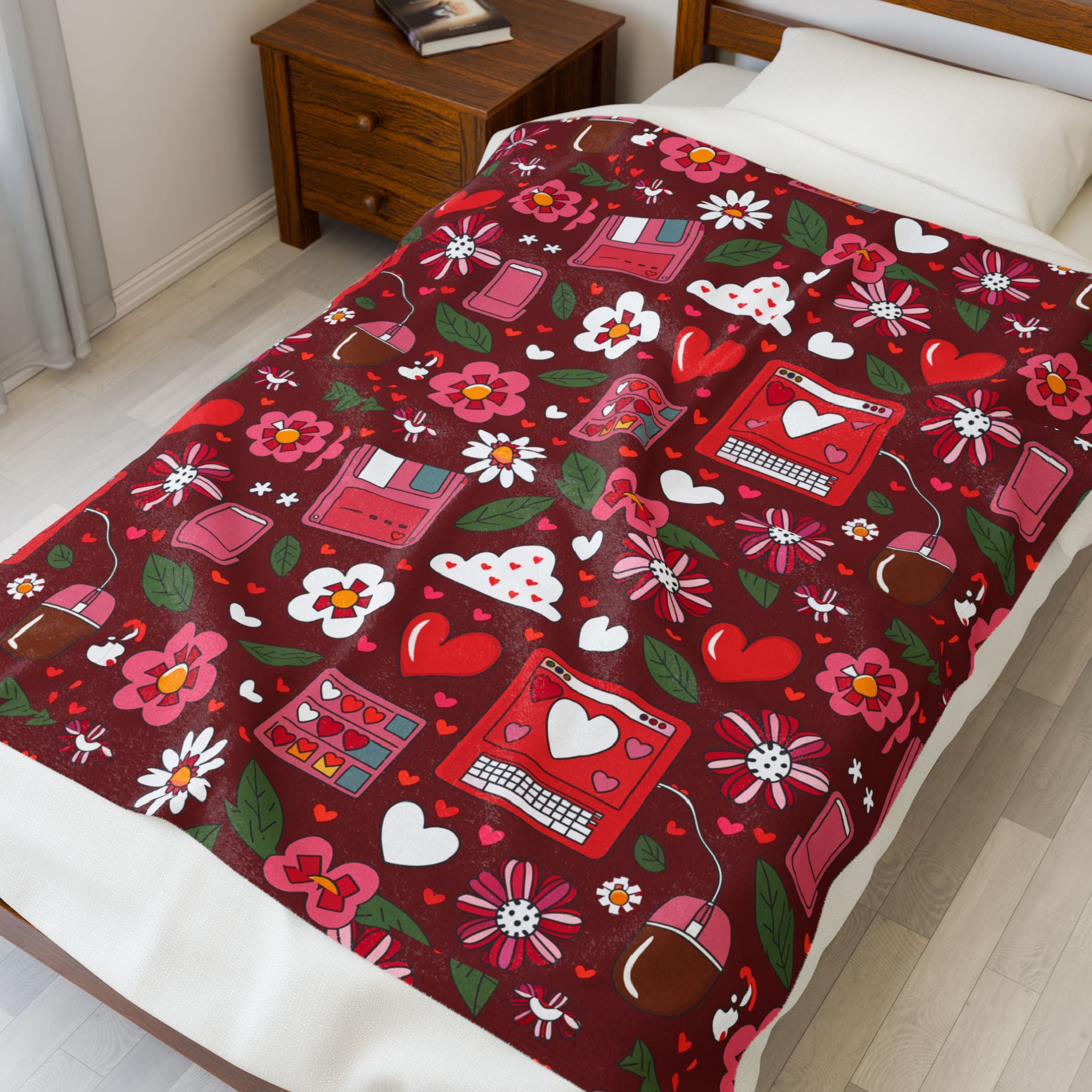 Plush Blanket - Cozy Computer Retro Design for Office Workers