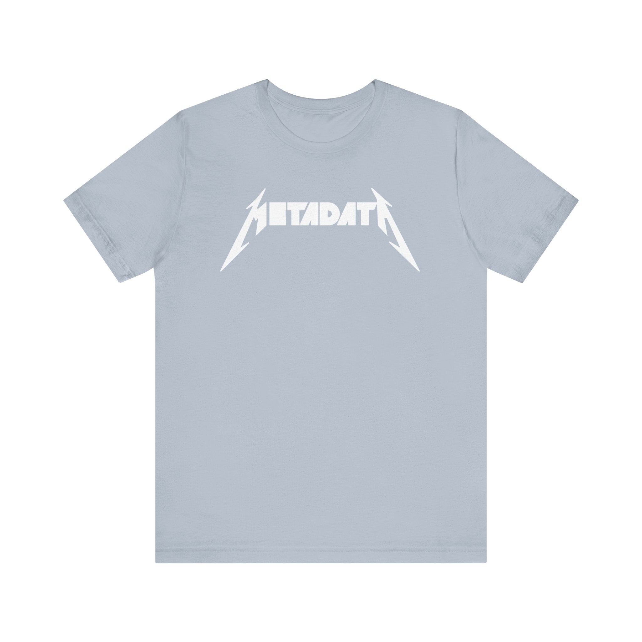 Enjoy unparalleled comfort with the "Metadata - T-Shirt," designed in gray with "METADATA" displayed in a chic white font. Made from Airlume combed cotton, this shirt offers an incredibly soft touch for your skin.