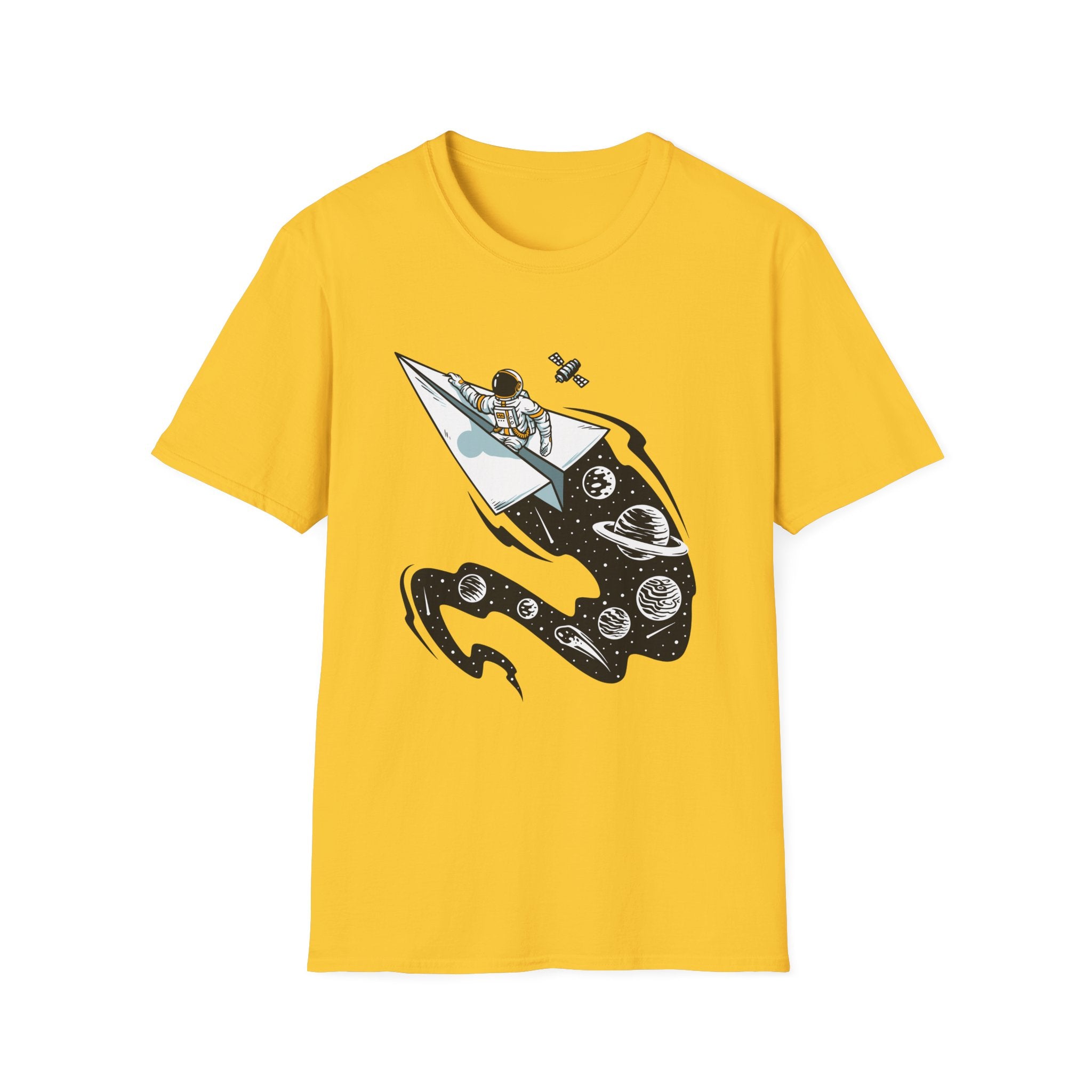 Astronauts Flying On Paper Ships - T Shirt