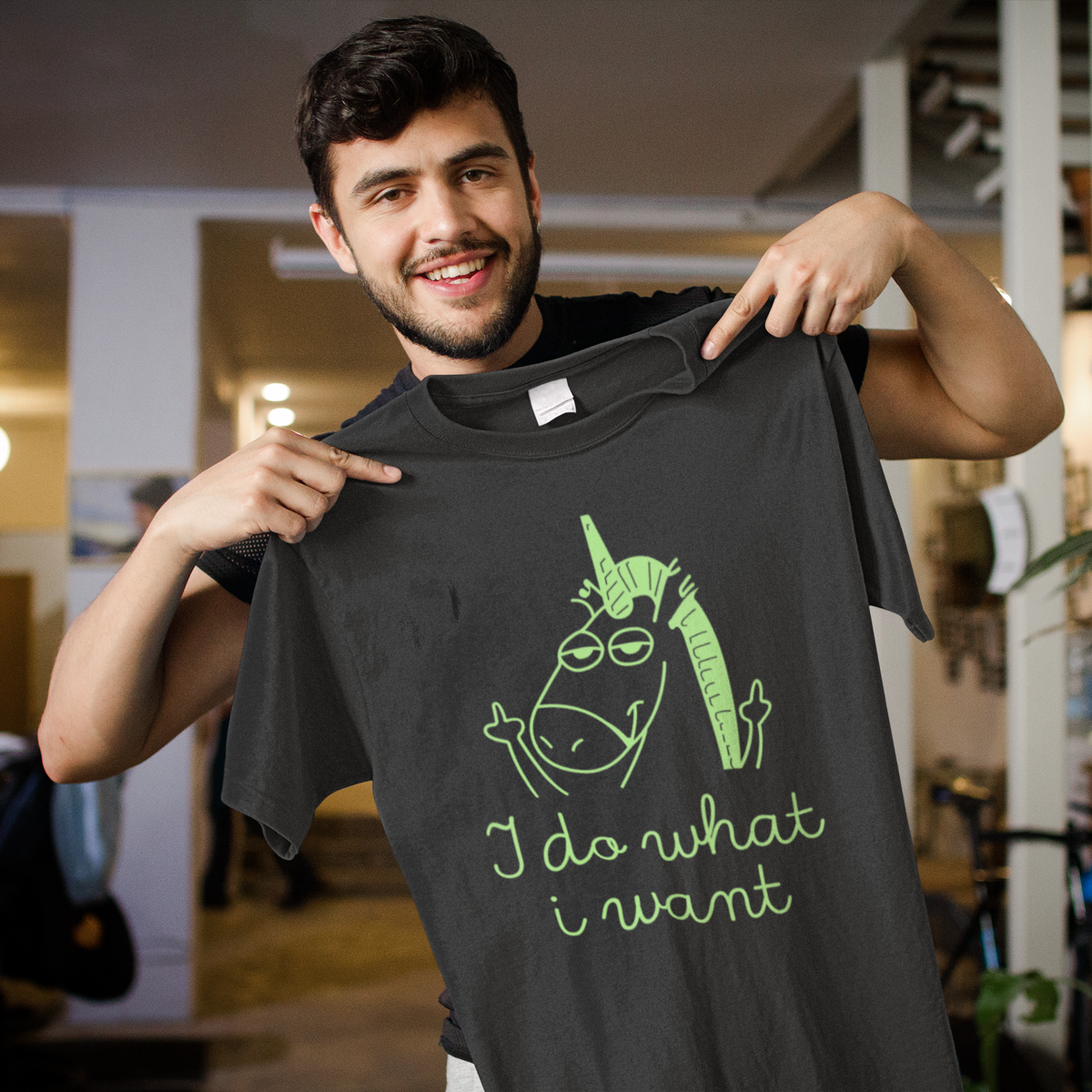 I Do What I Want Unicorn T design tee folded flat