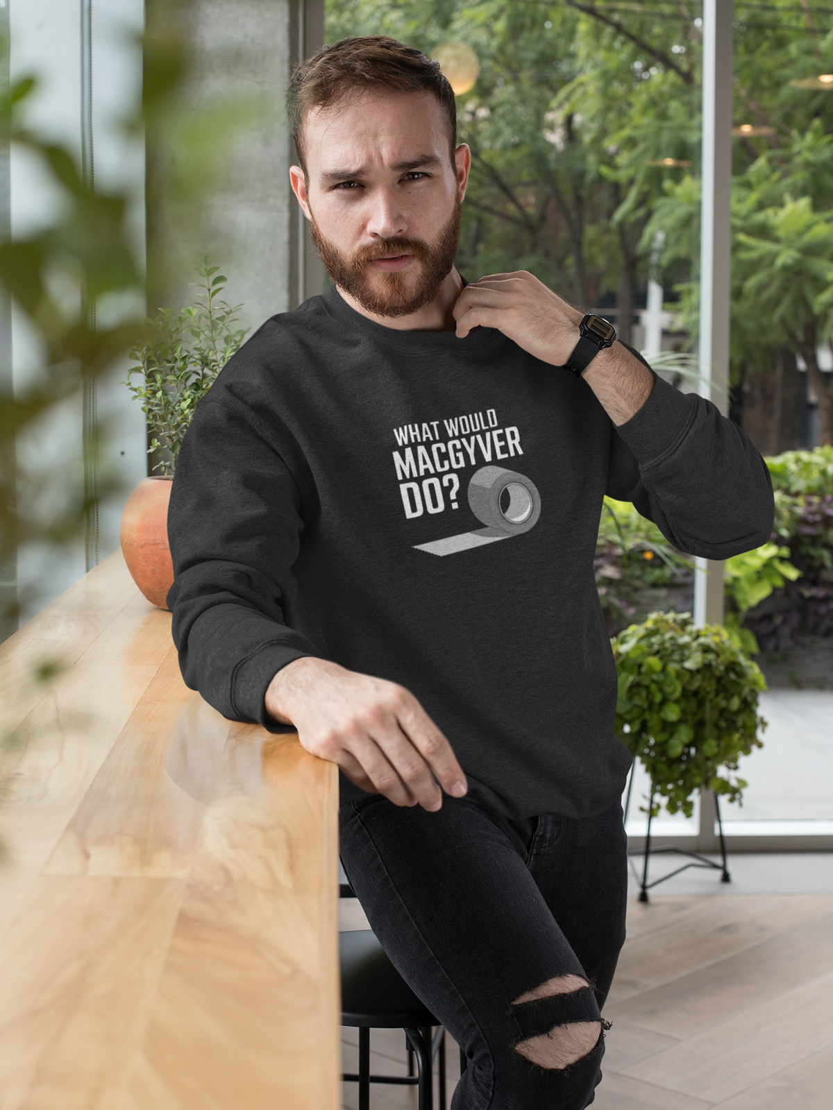 What Would MacGyver Do Sweatshirt | Retro Humor | Geekpsters
