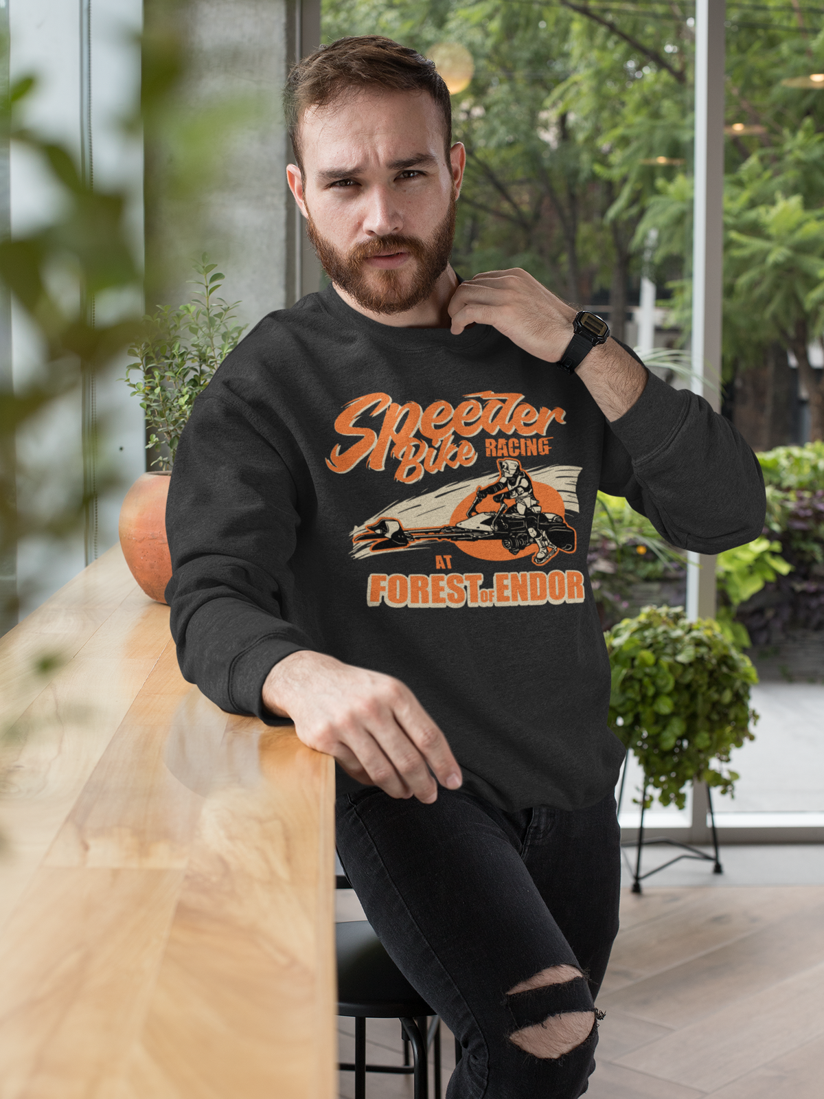 Speeder Bike Racing Sweatshirt | Sci-Fi Crewneck | Geekpsters
