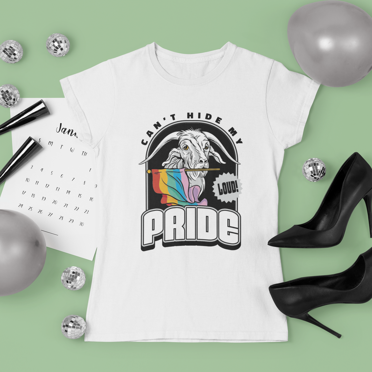 Back view of the Can't Hide My Pride tee on a plain background