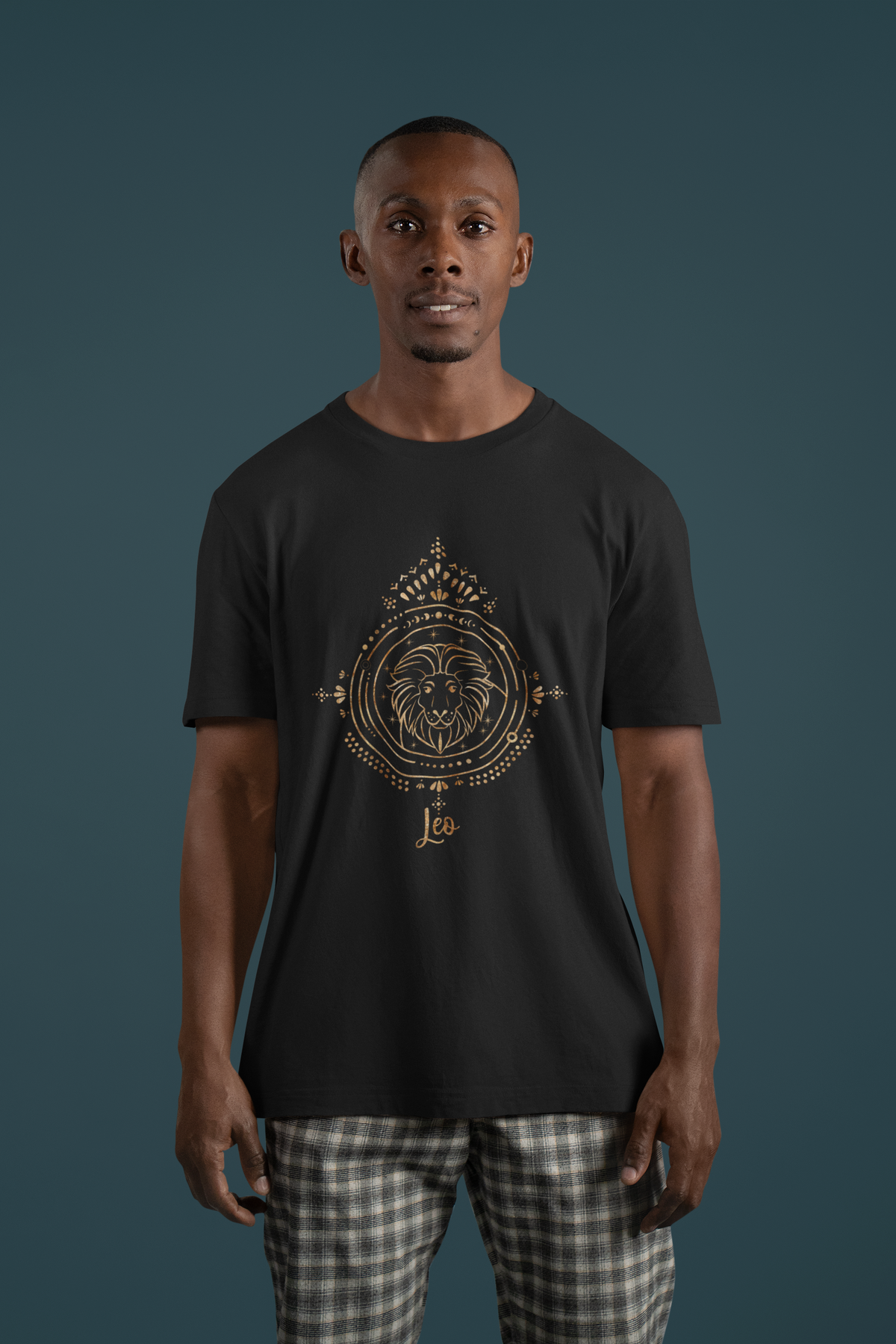 Leo tee laid flat on a plain background