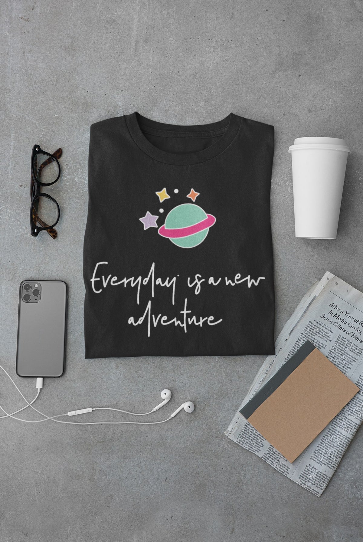 Everyday Is a New Adventure Women's T-Shirt lifestyle mockup, Geekpsters