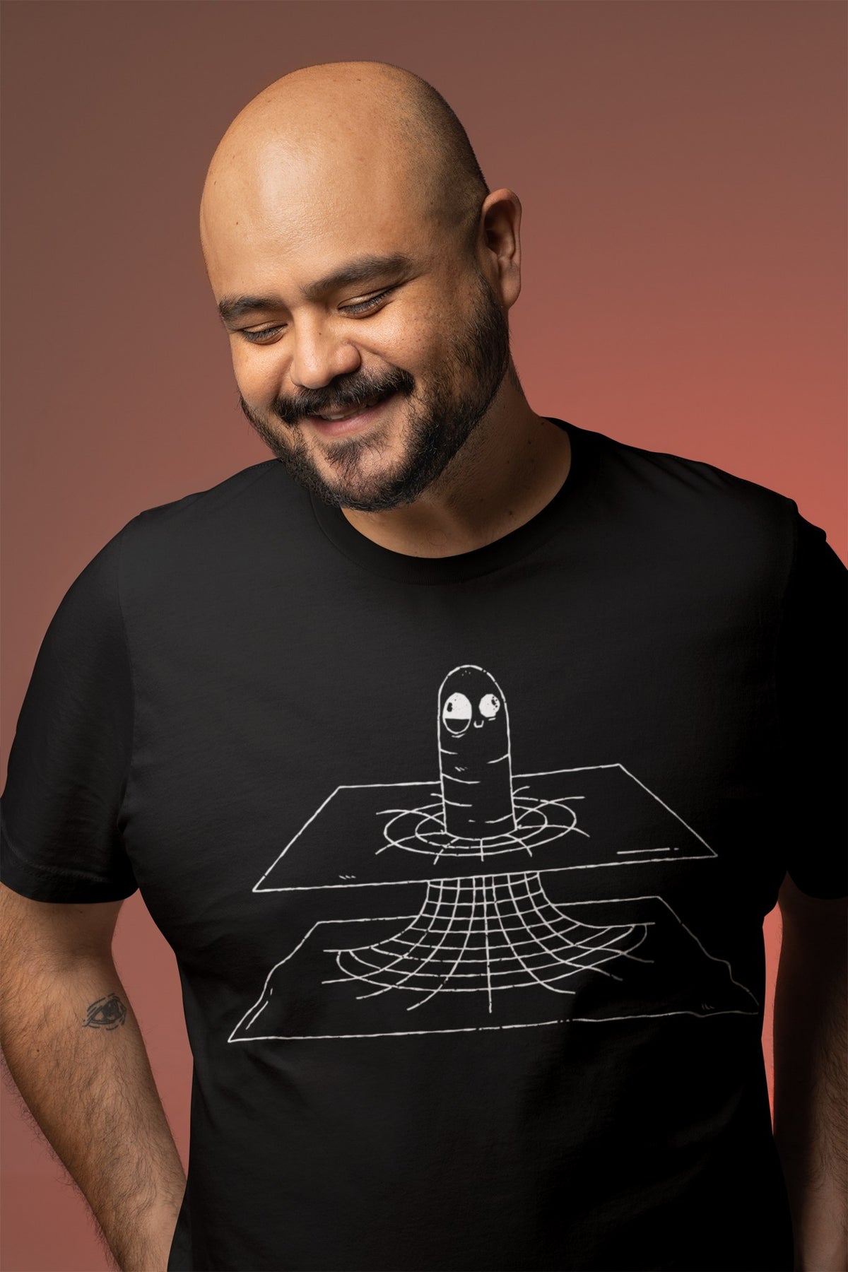 Worm Hole In Space T-Shirt lifestyle mockup, Geekpsters