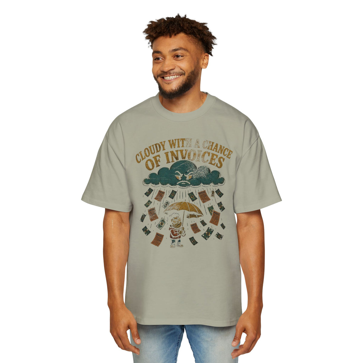 Cloudy With a Chance of Invoices Oversized Tee