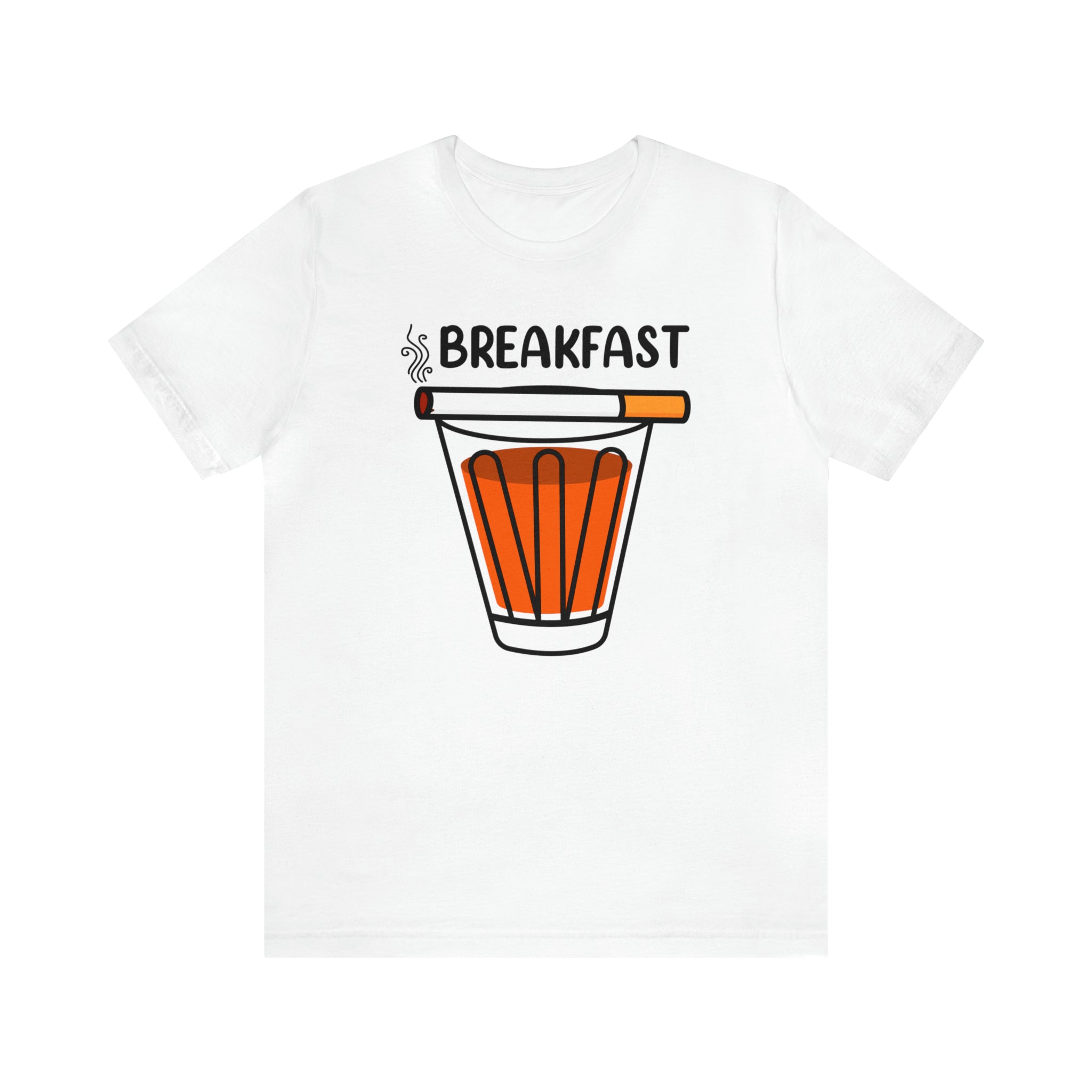 A white Breakfast T-Shirt, perfect for foodie-inspired fashion aficionados.