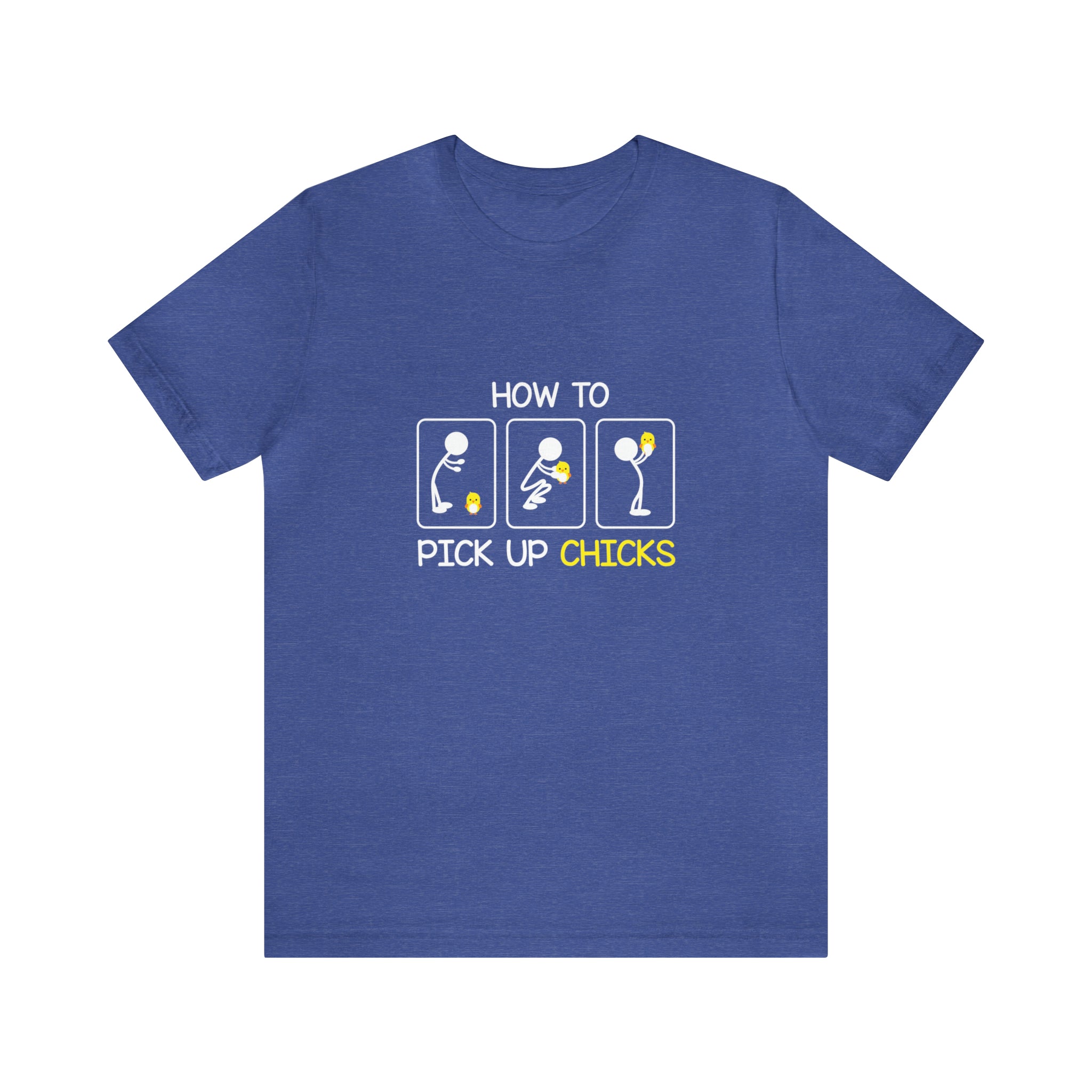 A blue How to pickup chicks T-Shirt by Printify that says how to dunk up a glass.