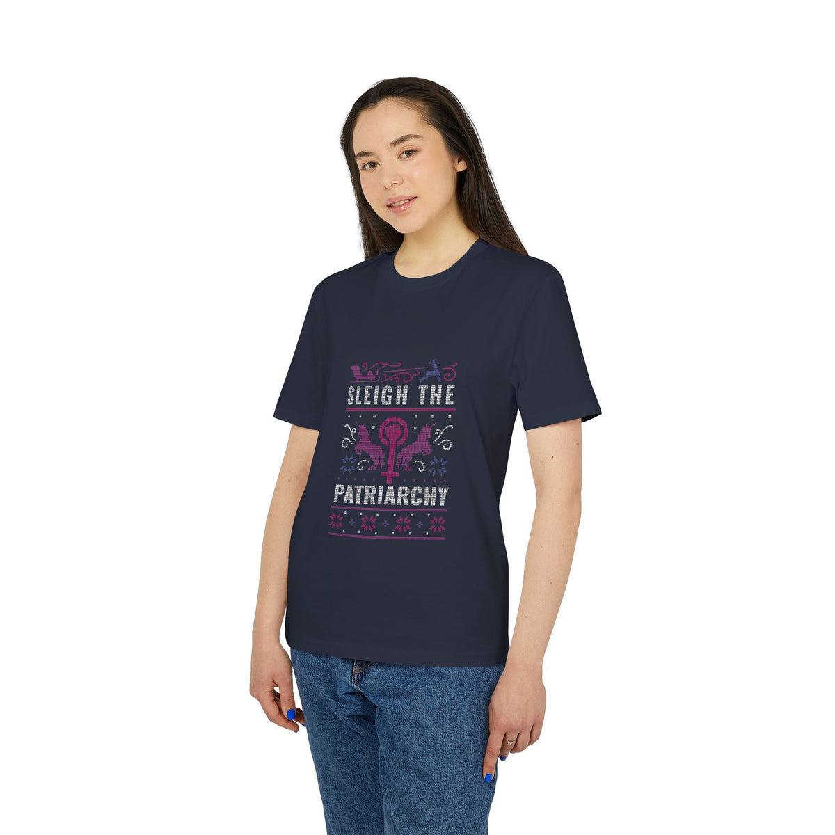 Sleigh the Patriarchy Ugly Sweater Organic Tee