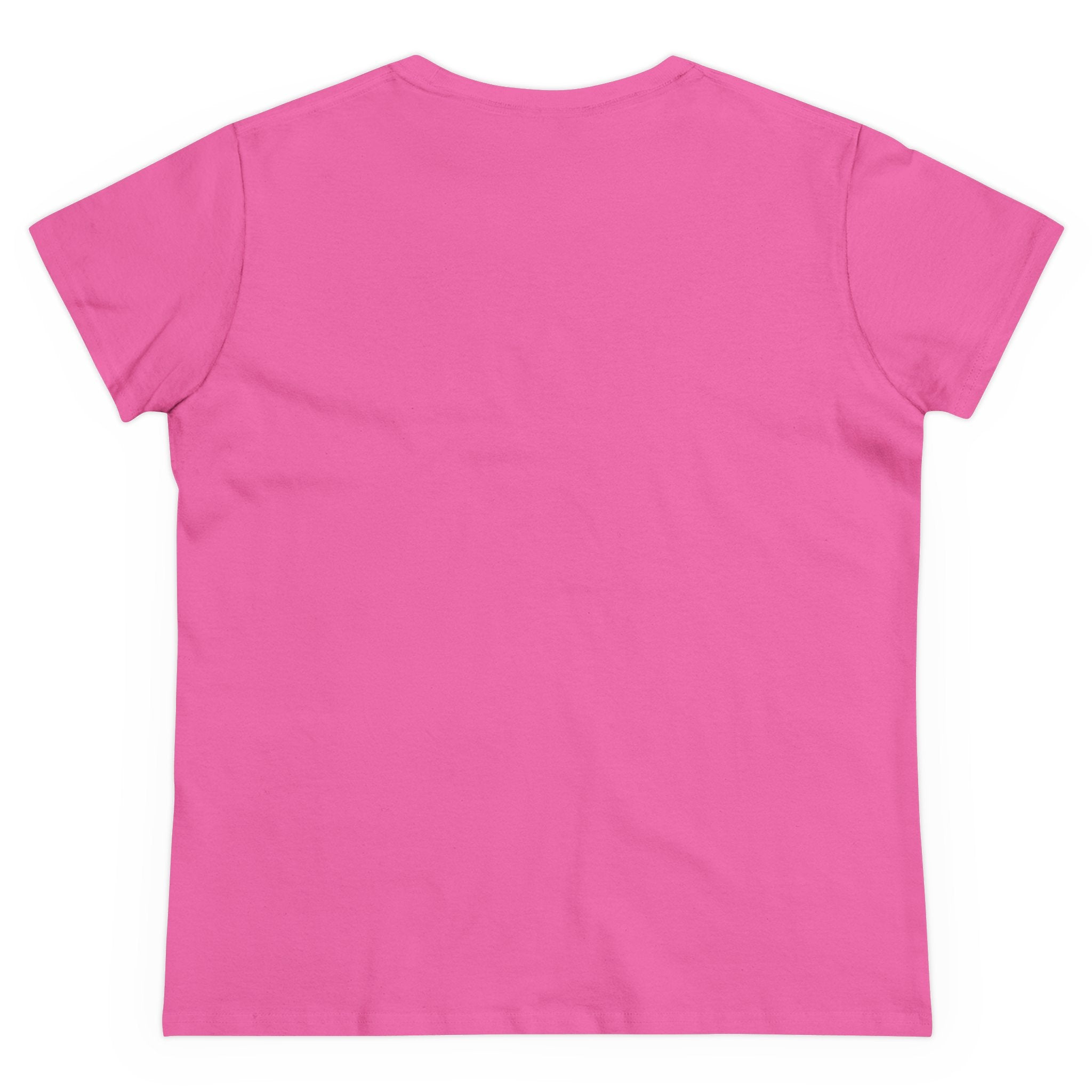 The Migration Plan Copy and Pray - Women's Tee, featuring a pink color in soft cotton, is displayed flat to showcase the back view.