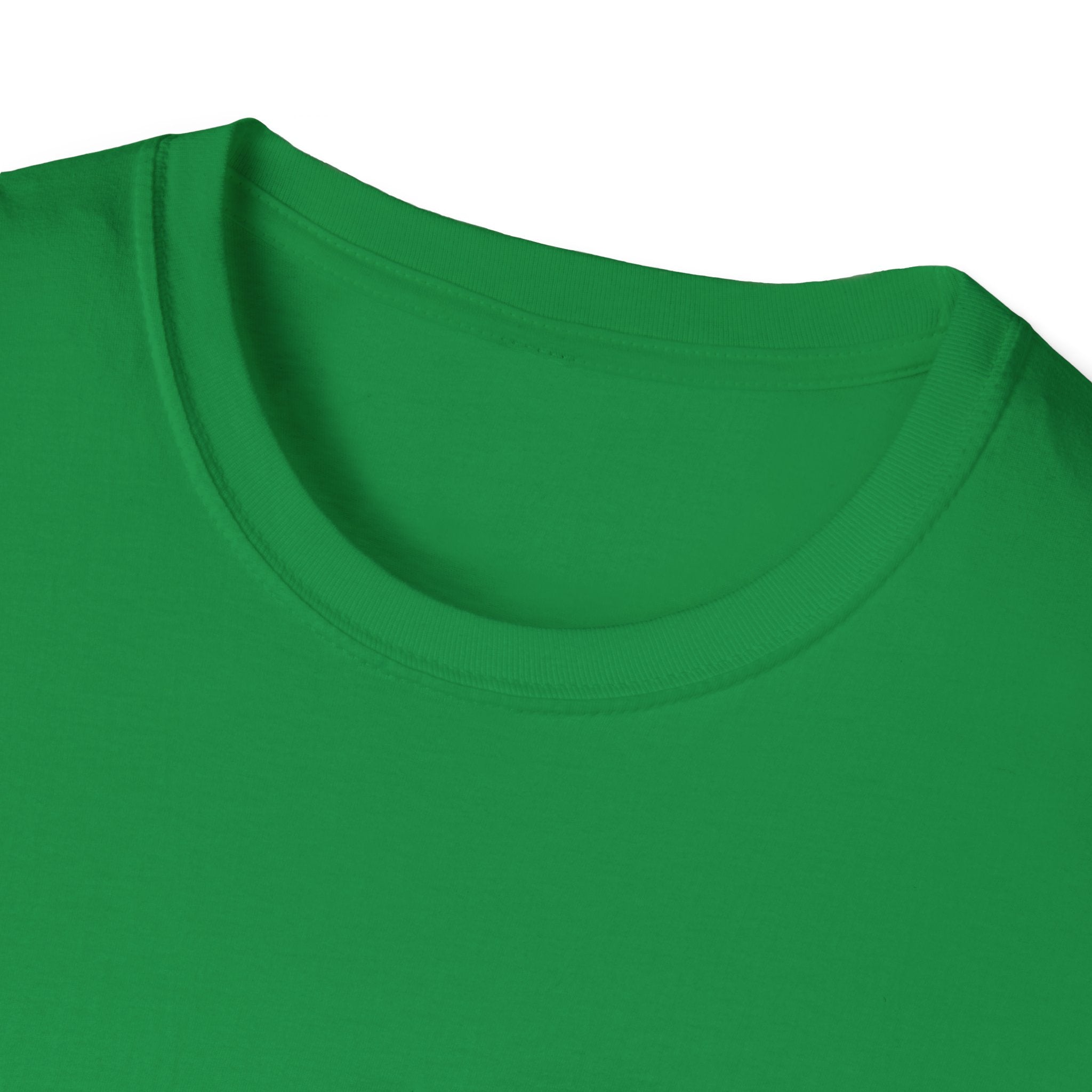 Close-up image of the neckline of the Can You Digit plain green t-shirt, showcasing its crew neck design and fabric texture.