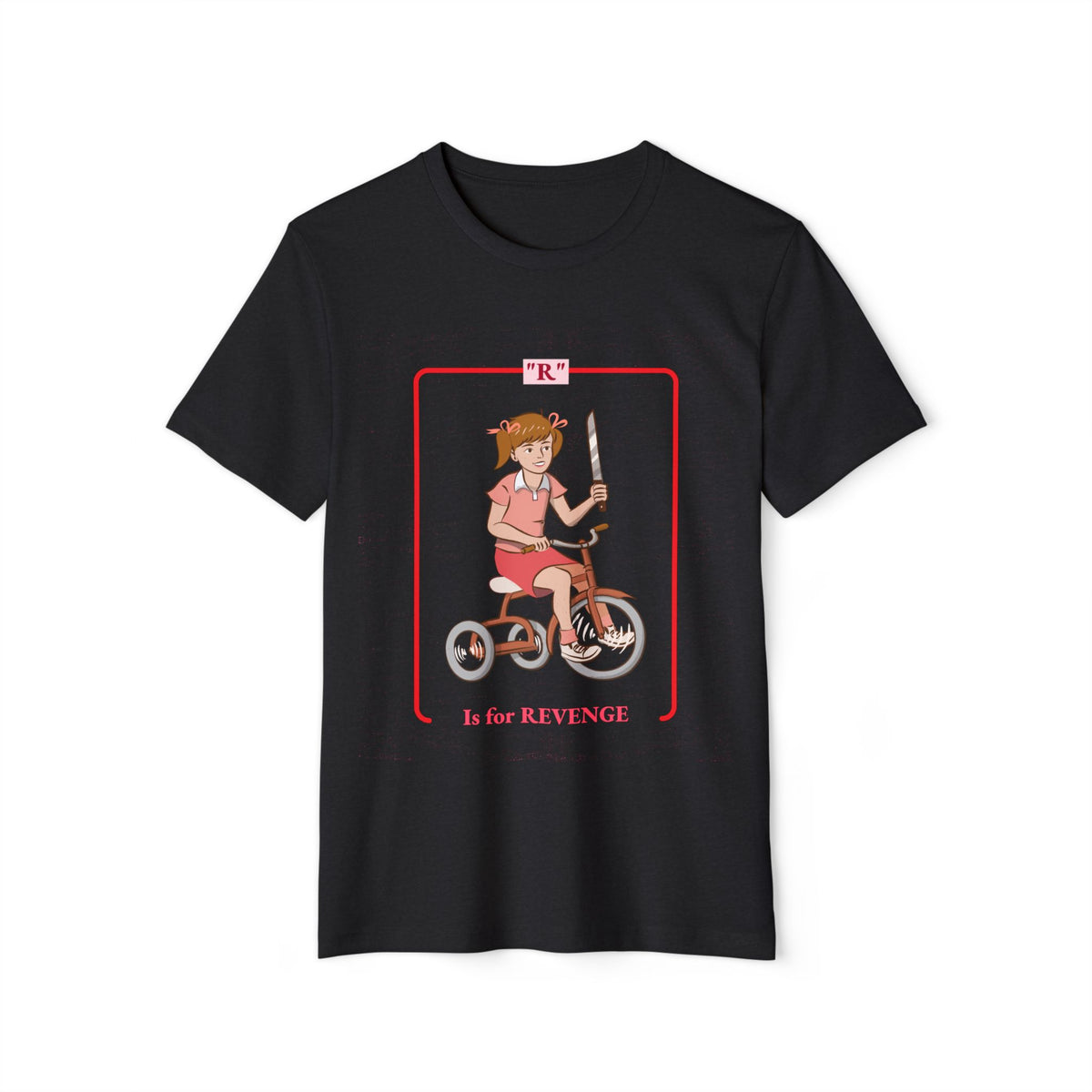 R Is for Revenge graphic tee, flat lay front view