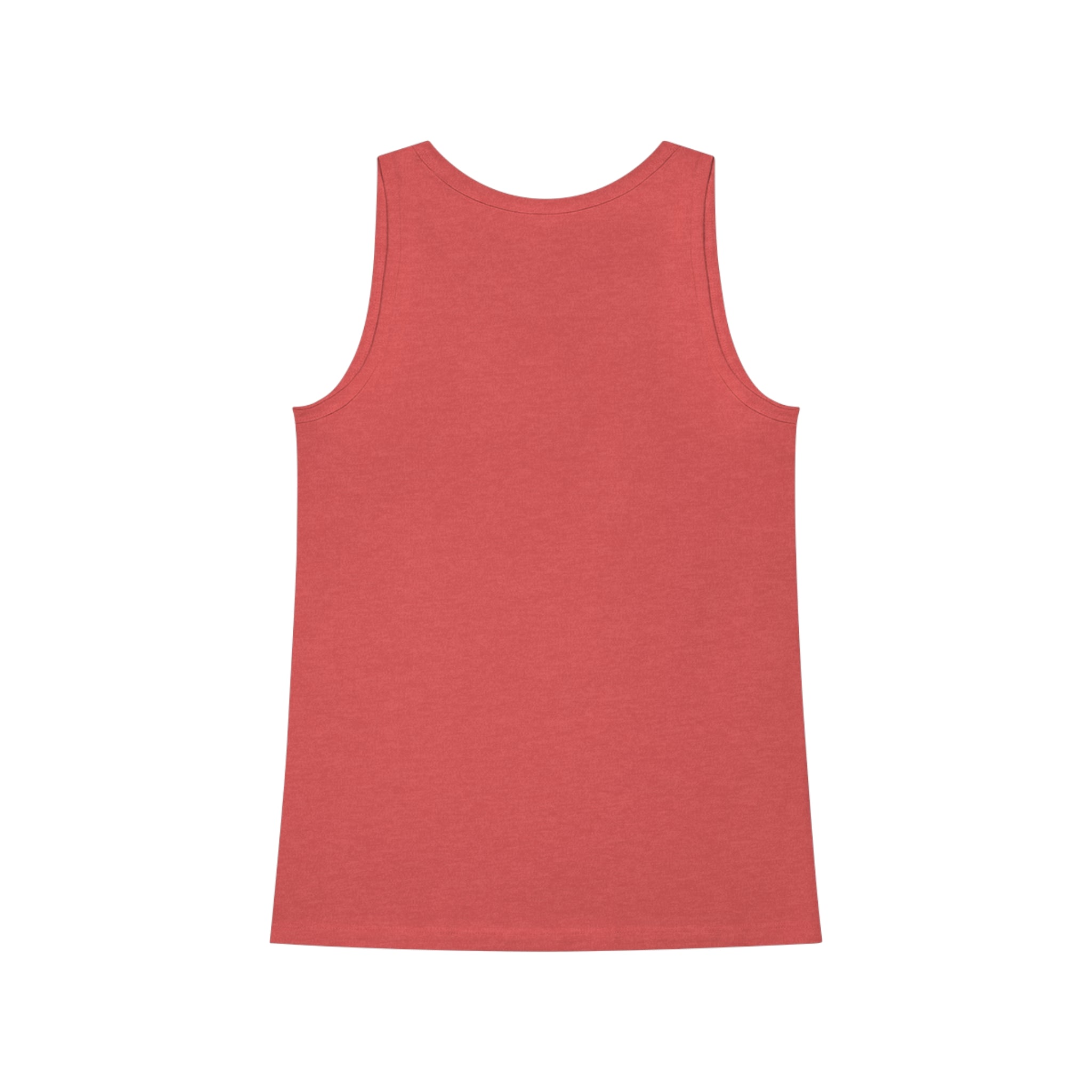 The Monkey Women's Dreamer Tank Top, made from organic cotton, is a red sleeveless tank top shown on a white background from the back. This versatile and elegant piece enhances any outfit with style.