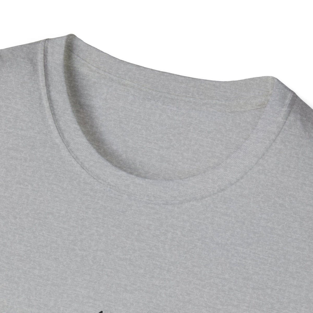 Close-up of Hot Sun Cartoon t-shirt in sport grey, blank collar view, funny summer graphic tee