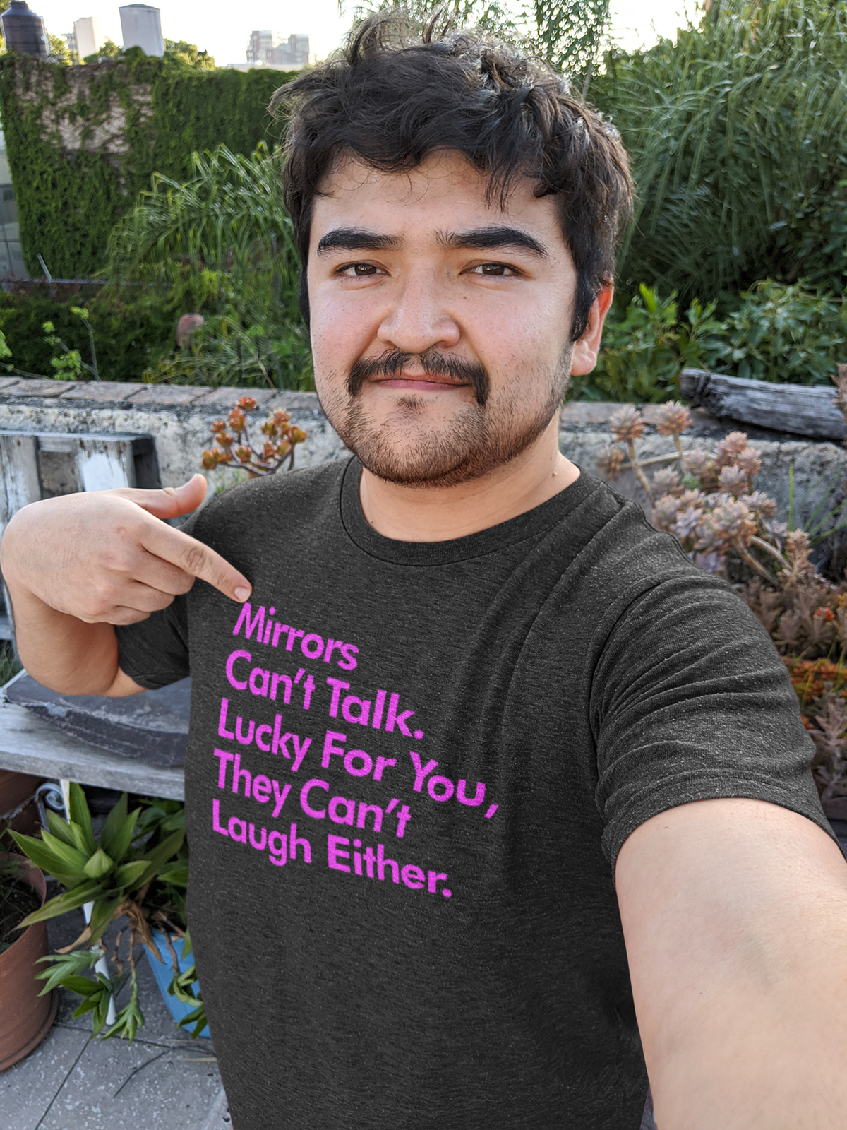 Mirrors Can't Talk T print tee front view