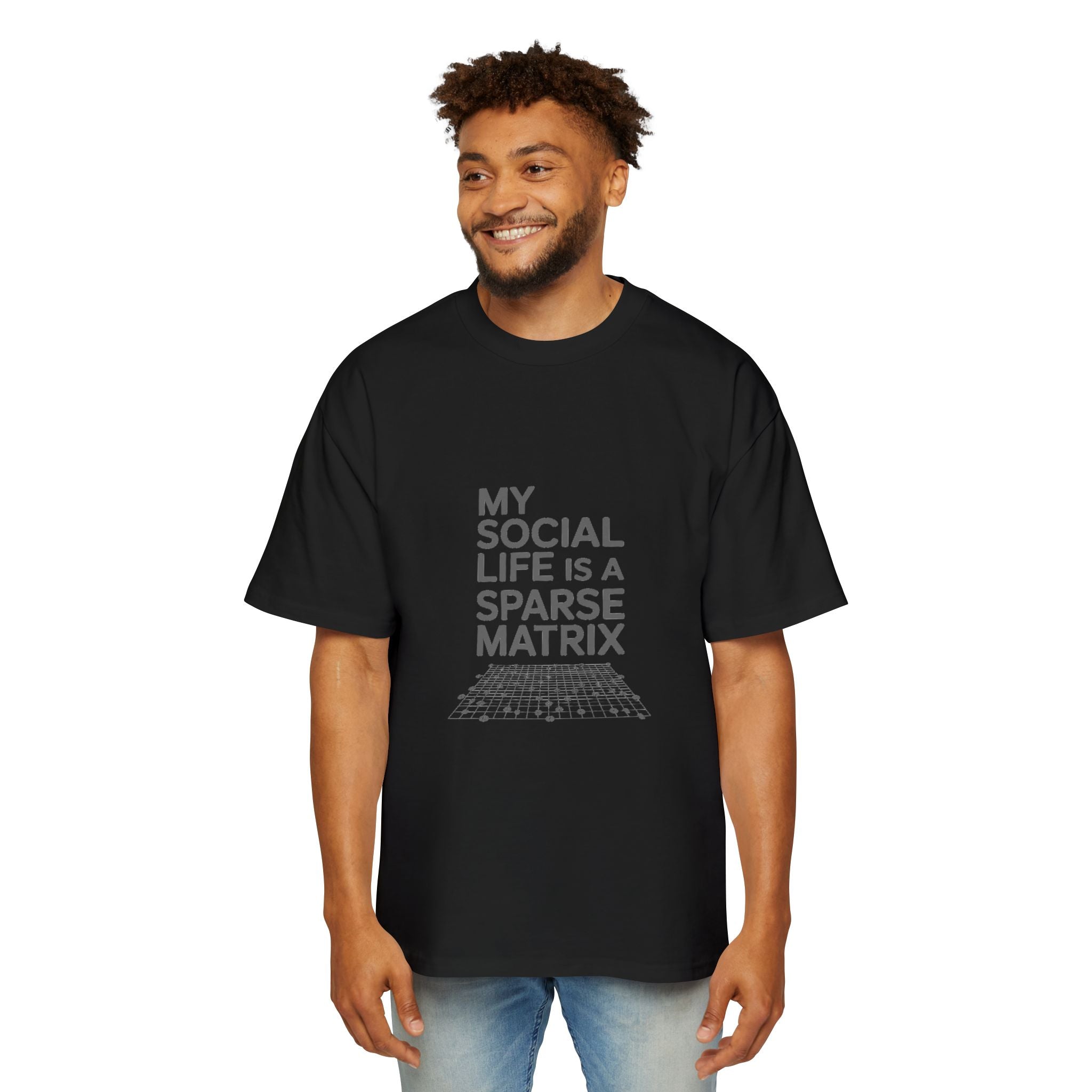 My social life is a sparse matrix White - Heavy Oversized Tee