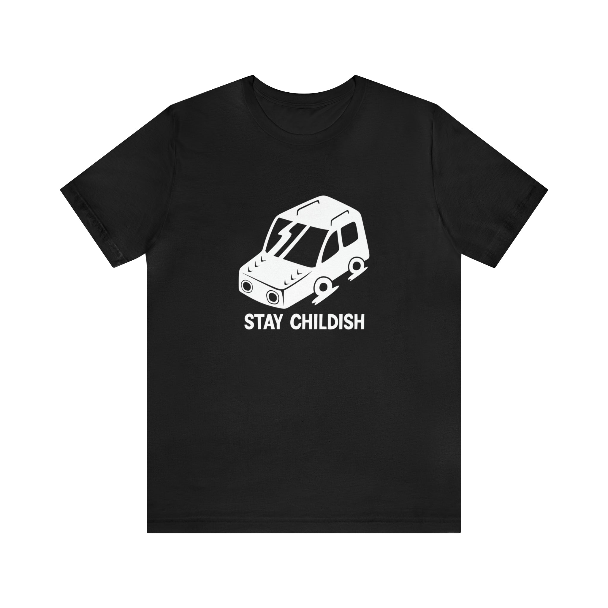 A black Stay Childish T-Shirt for those young at heart.