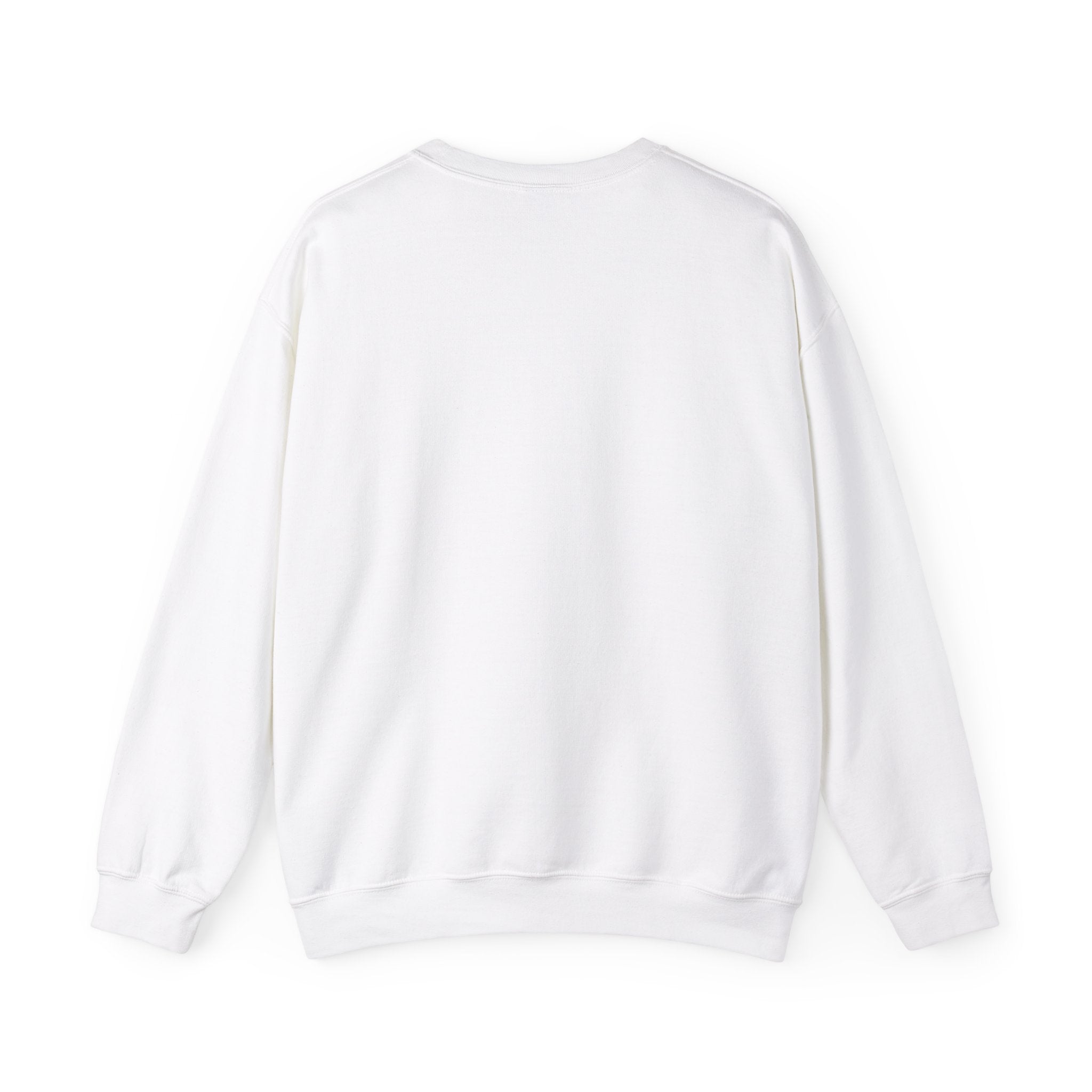 Back view of a stylish white sweatshirt with long sleeves and a round neckline, perfect for staying cozy. This RG-B - Sweatshirt combines simplicity with comfort.