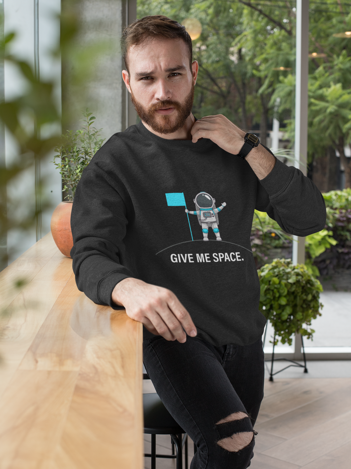 Give Me Space Sweatshirt | Funny Introvert Crewneck | Space Graphic Sweatshirt | Geekpsters