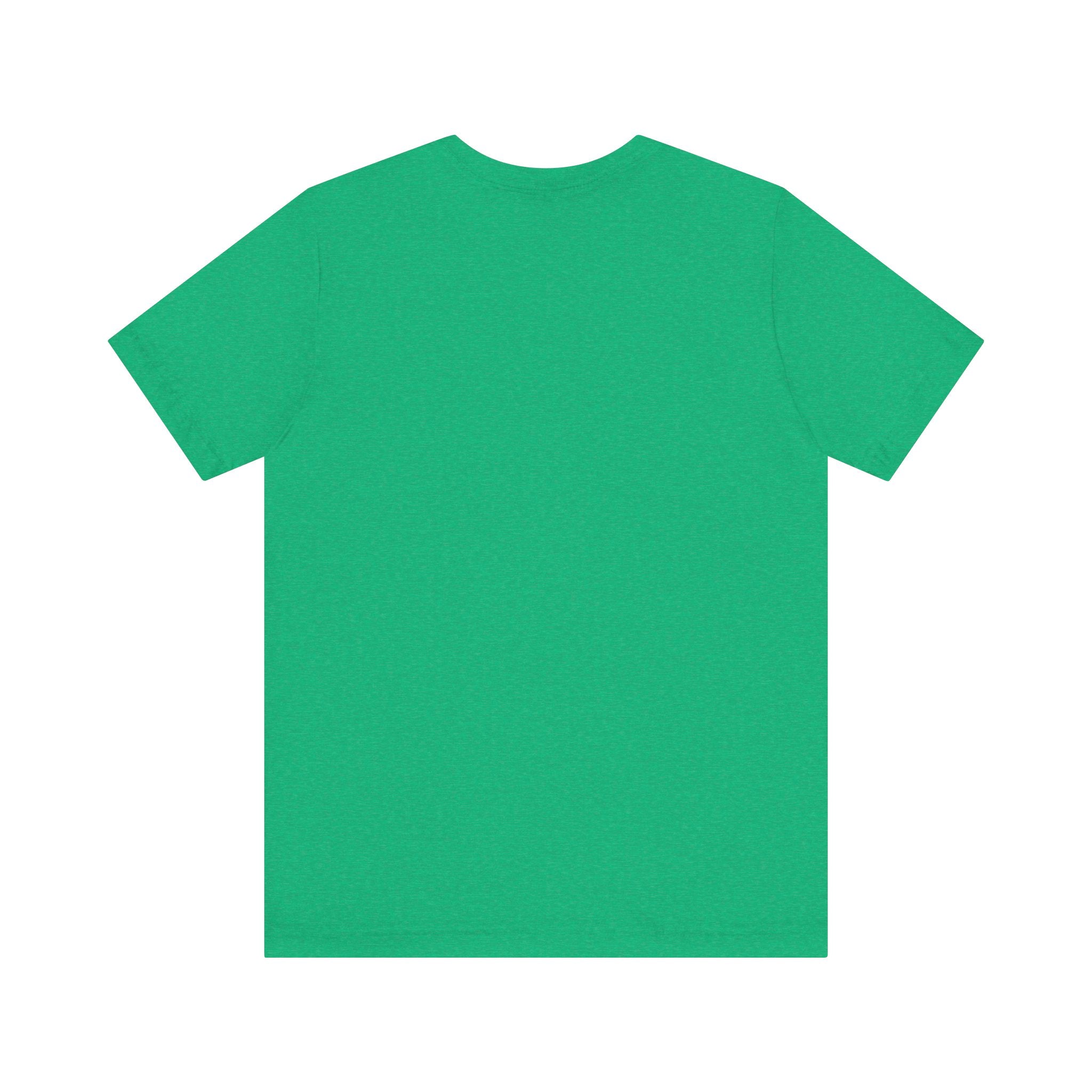 Back view of the green "Cache Me in The Cloud - T-Shirt," made from soft Airlume cotton, photographed on a plain white background.