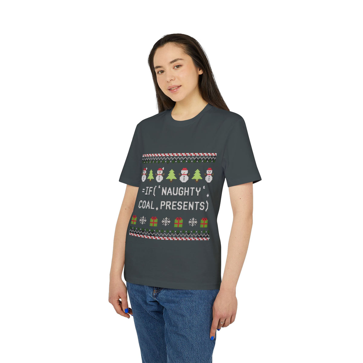 =IF(Naughty, Coal, Presents) Ugly Sweater Organic Tee