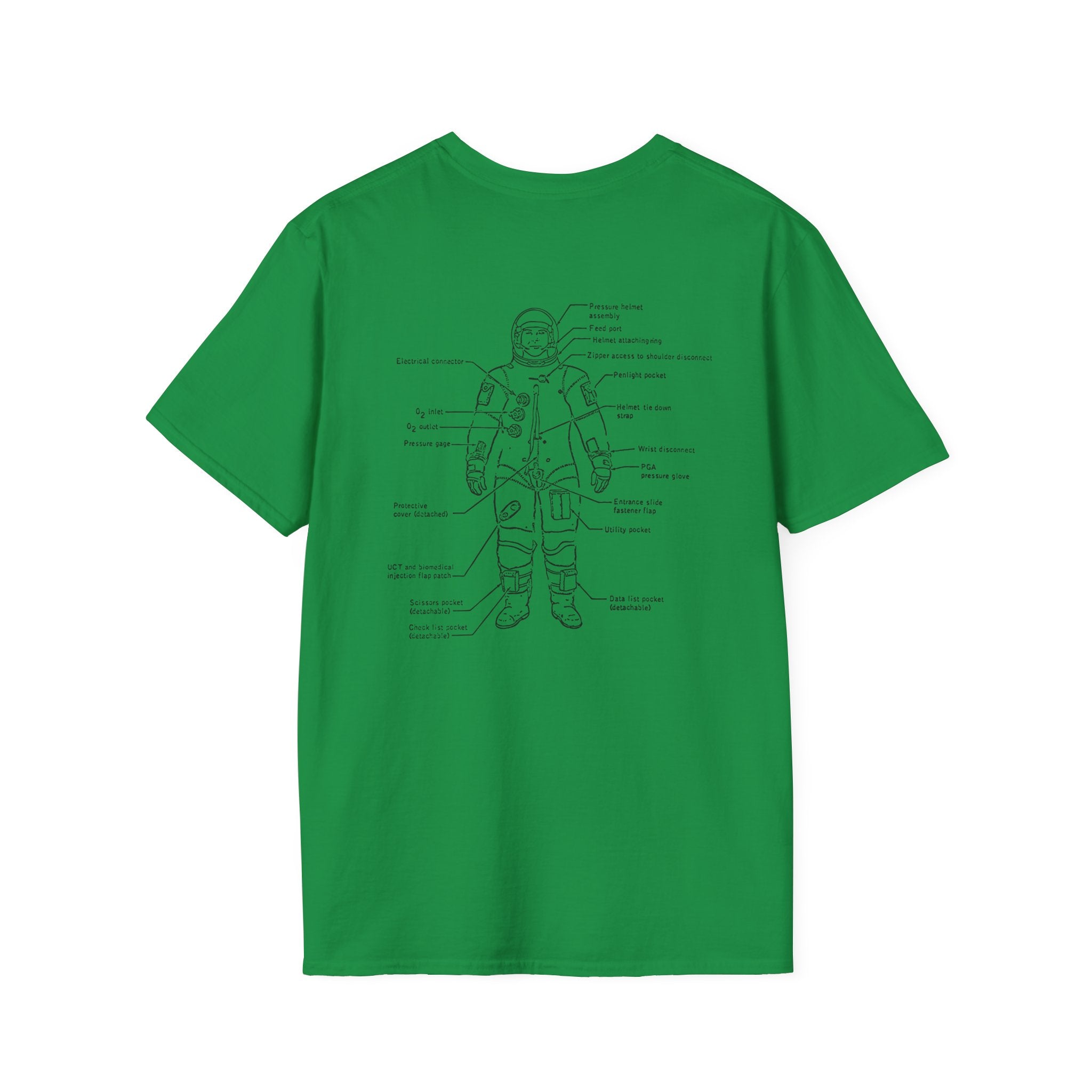 Introducing the "Getting Ready to Love Again T-Shirt," a comfy cotton green tee adorned with a diagram of a human in protective gear. It features labels for components such as helmet, visor, and boots—making it the ideal shirt for anyone hoping to find love.