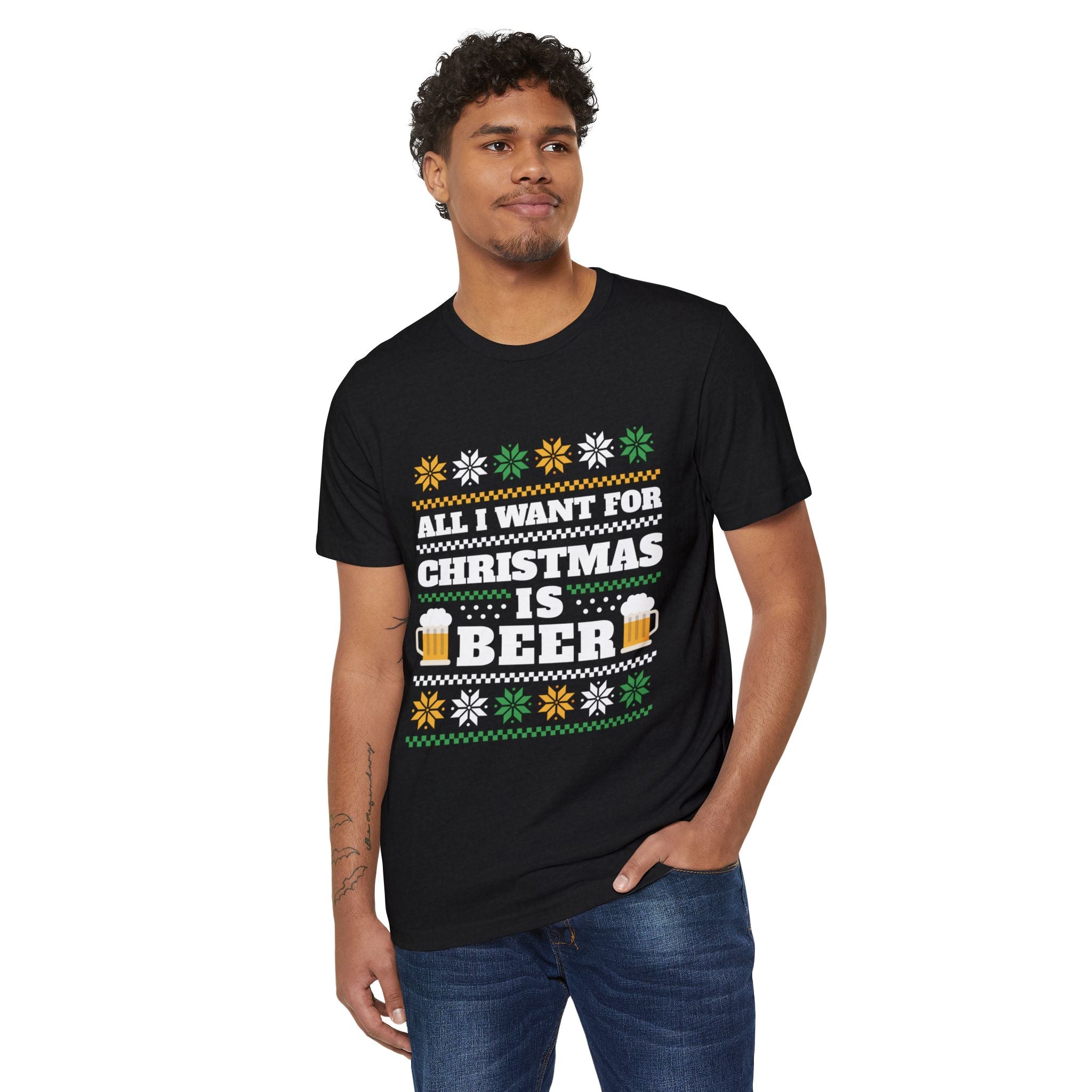 Beer Ugly Sweater - Organic Recycled T-Shirt