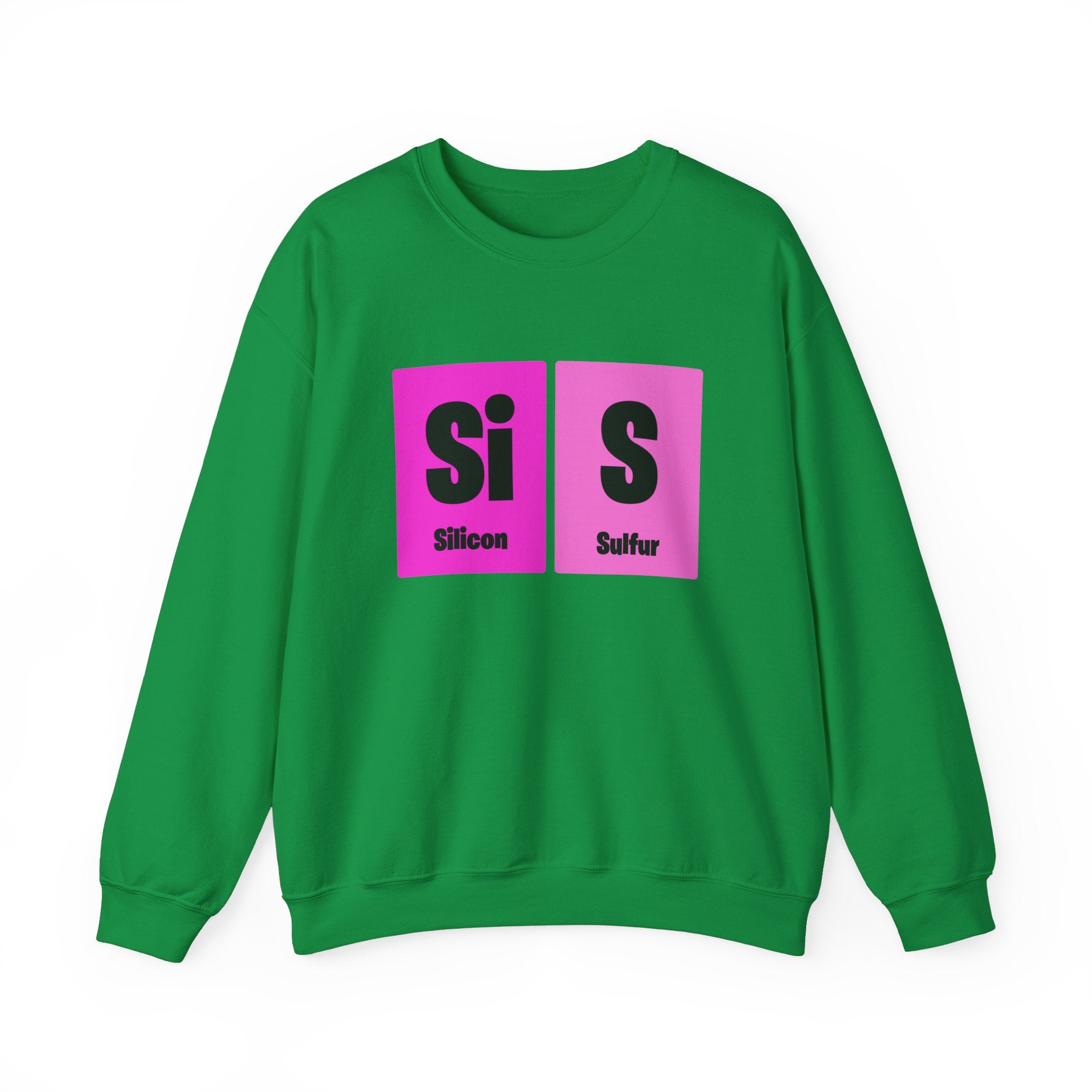 Si-S Light Pendant - Sweatshirt with two pink squares displaying the symbols and names for the elements silicon (Si) and sulfur (S). This fashion & warmth piece is perfect for showcasing your love of science.