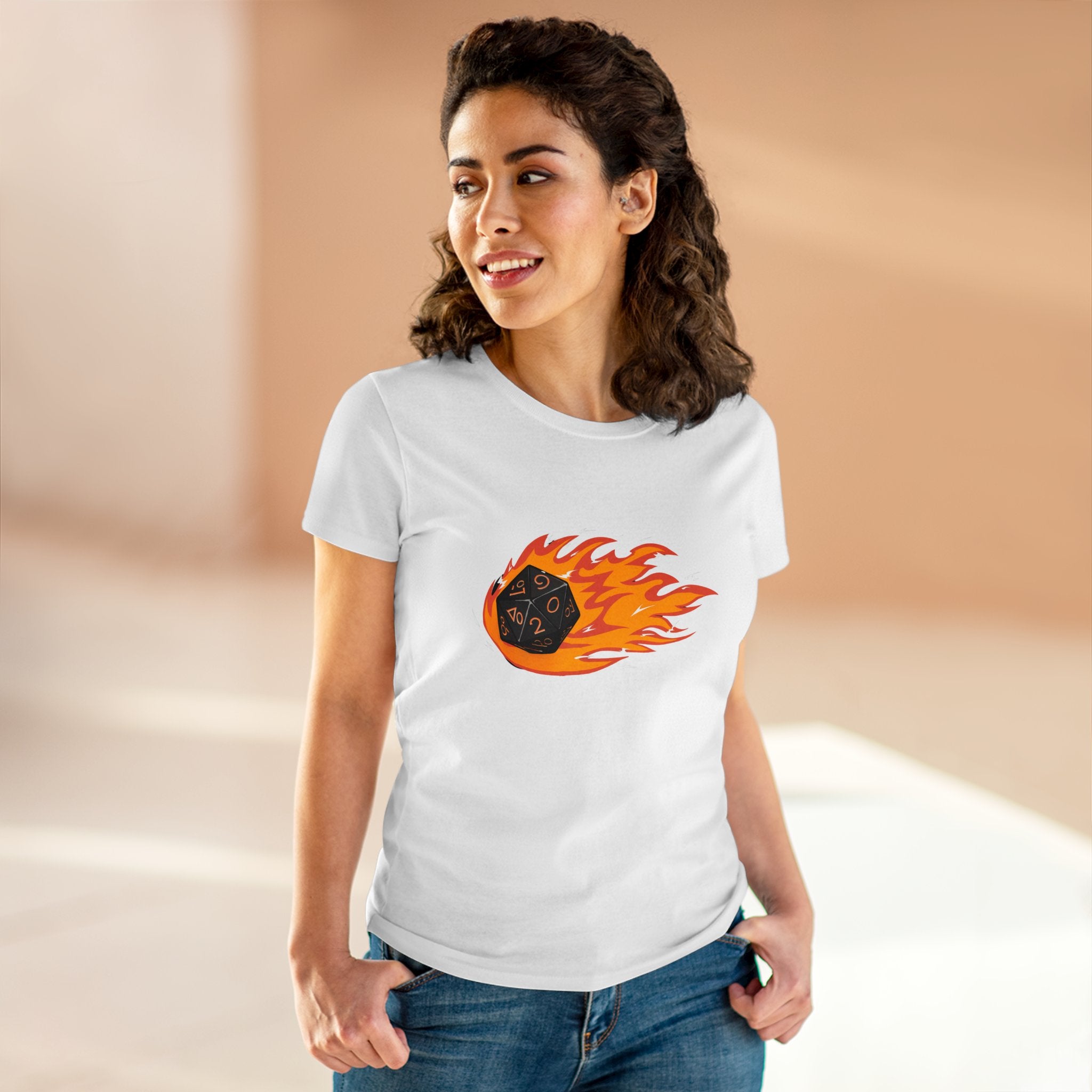 Polyhedral Dice On Fire - Women's Tee