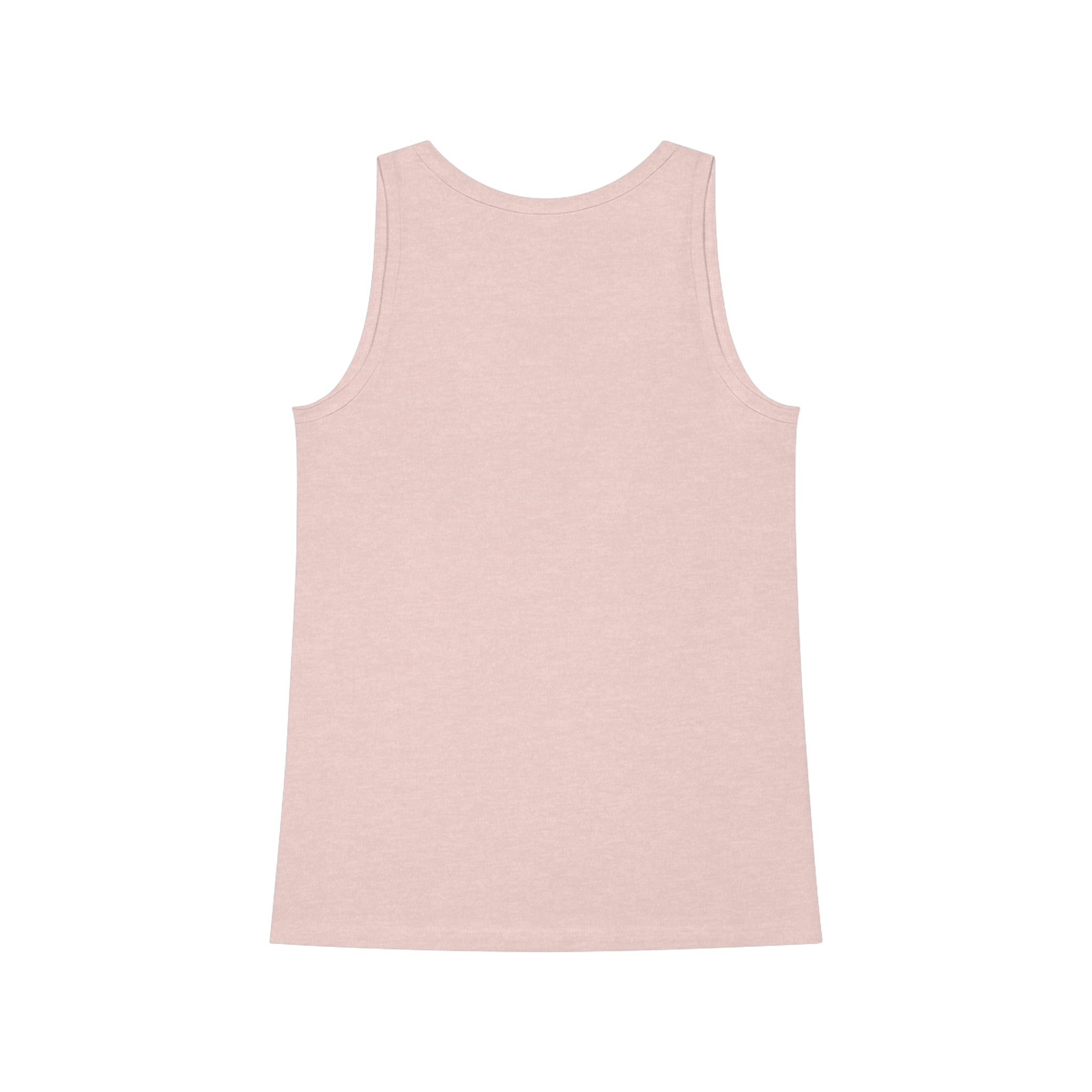 An organic cotton women's pink Rose Tank Top on a white background.