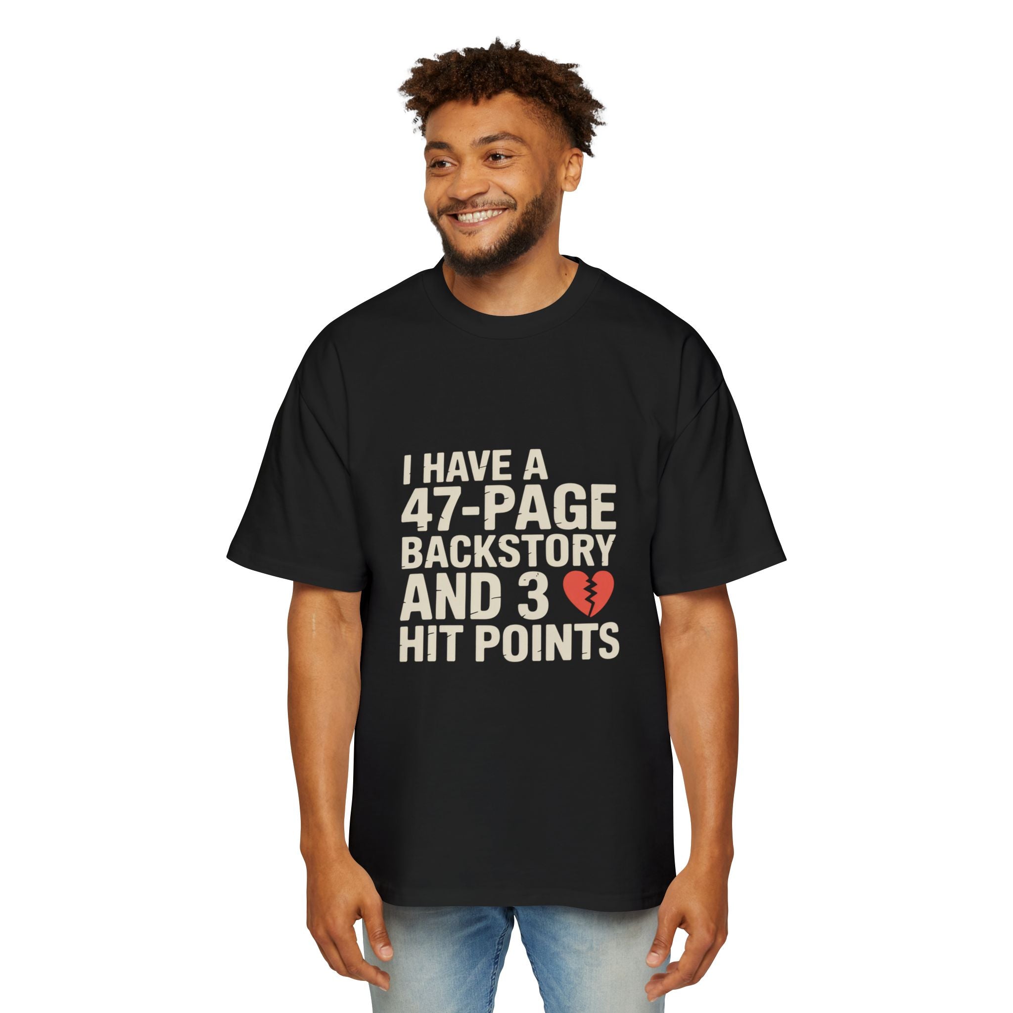 47-Page Backstory 3 Hit Points T-Shirt | Geekpsters