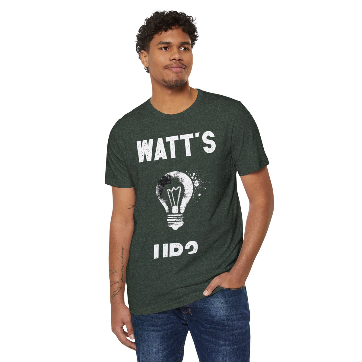 Watt's Up Light Bulb Recycled Organic Tee
